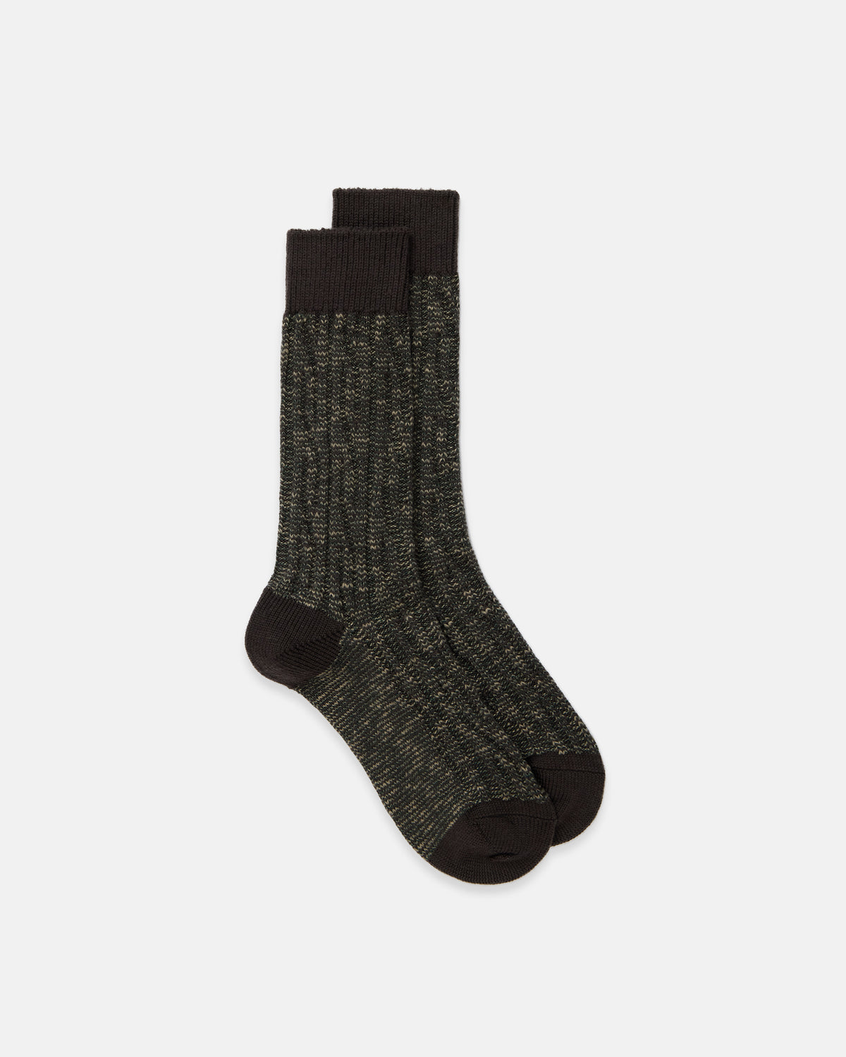 Dark Brown Wool Cotton Textured Socks