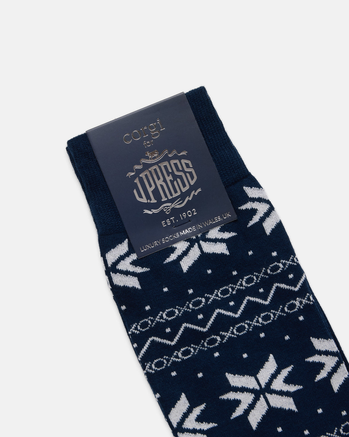 Made-in-UK Navy Fair Isle Cotton Socks