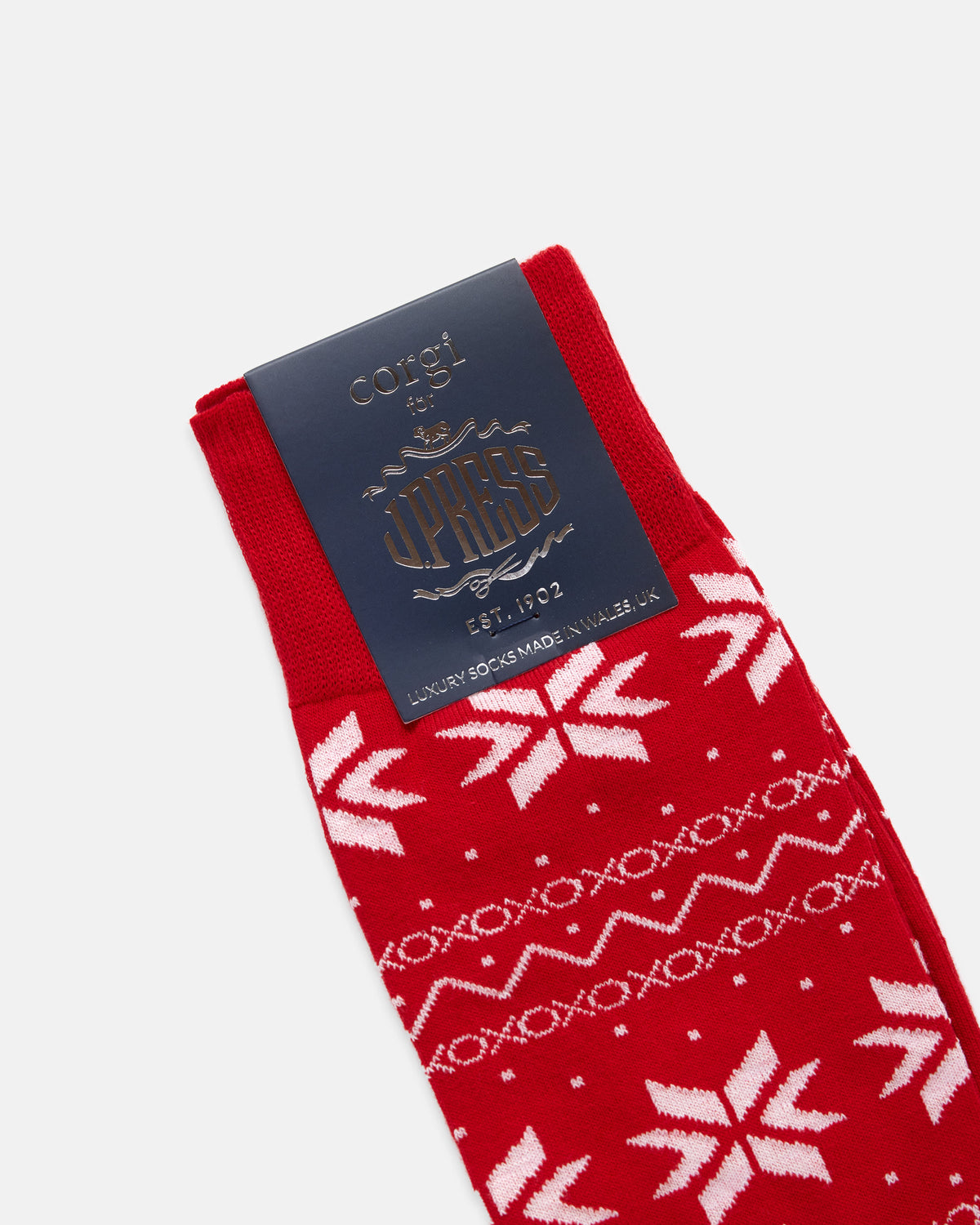 Made-in-UK Red Fair Isle Cotton Socks