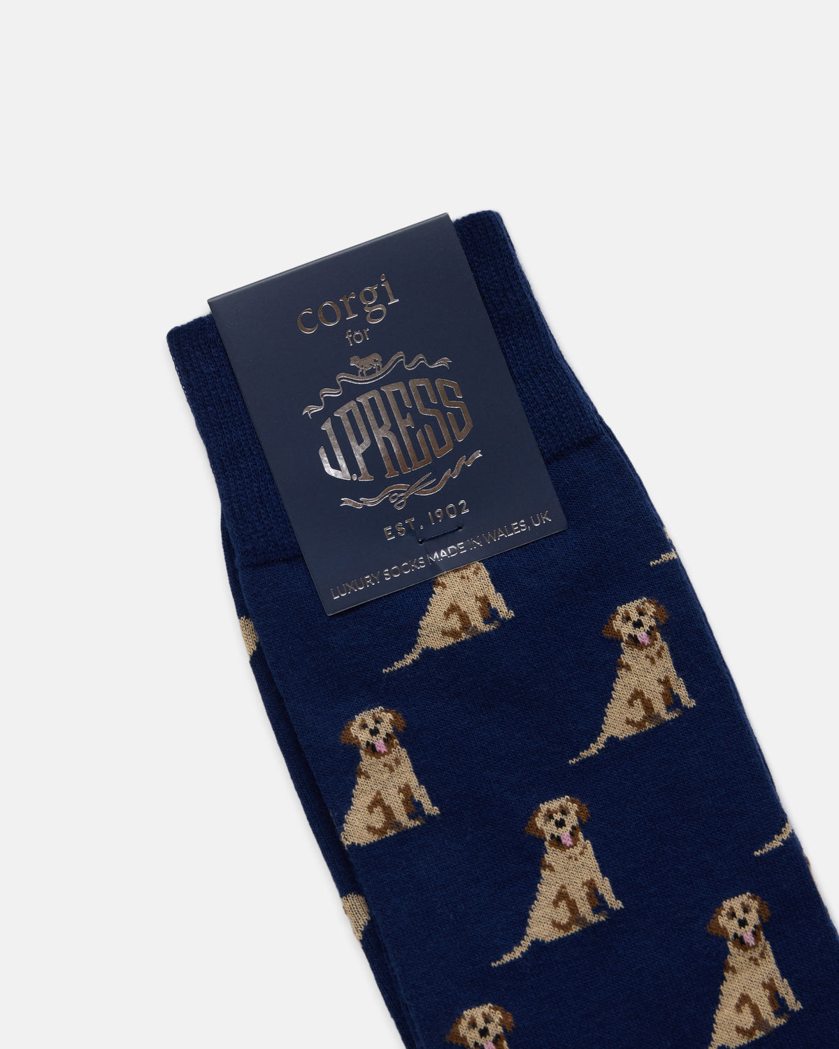 Made-in-UK Navy Labradors Motif Cotton Socks