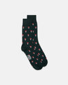 Made-in-UK Green Mushrooms Motif Cotton Socks