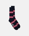 Made-in-UK Navy Triple Stripe Wool/Cotton Socks