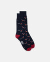 Made-in-UK Navy Pheasants Motif Cotton Socks