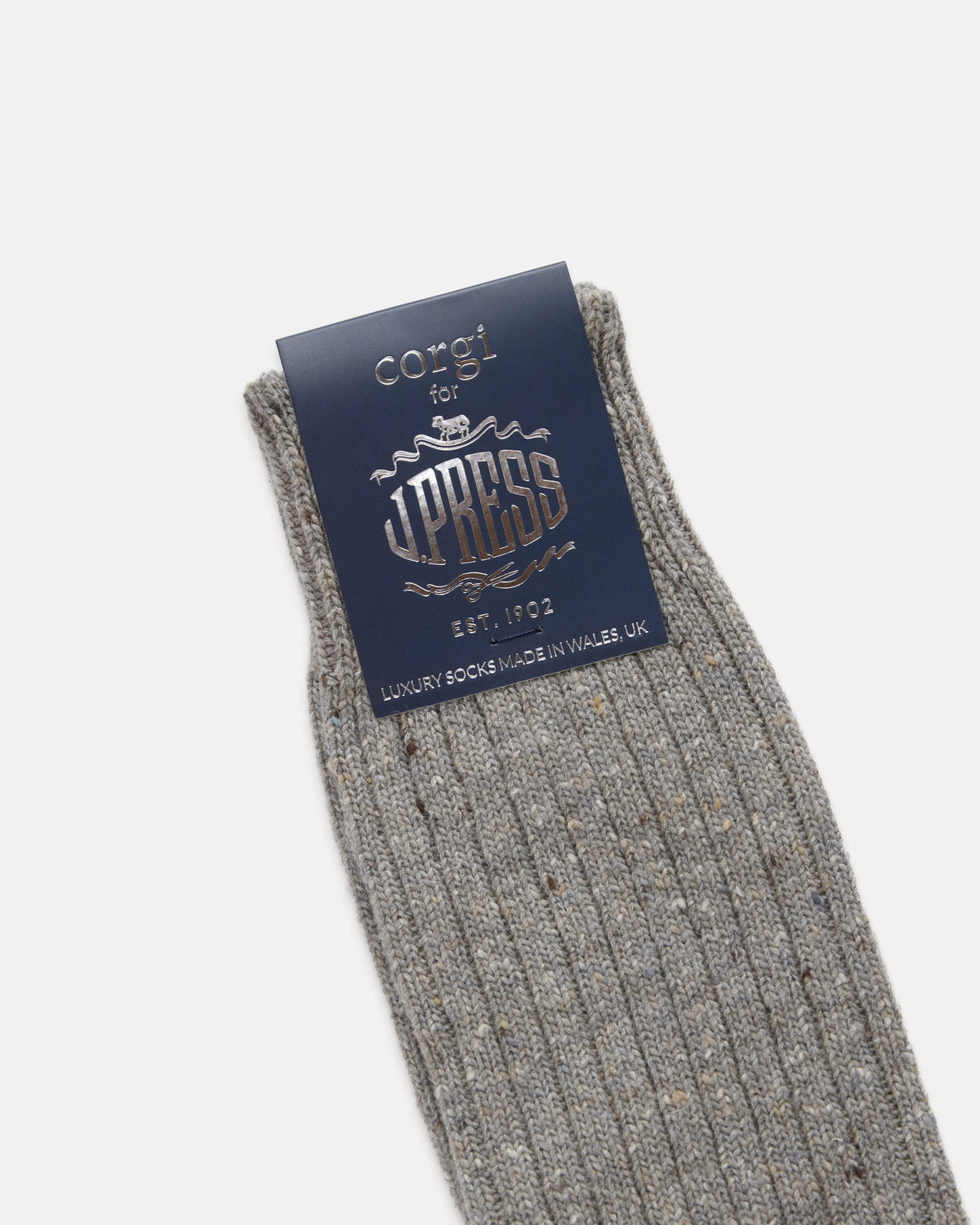 Made-in-UK Light Grey Donegal Wool Socks
