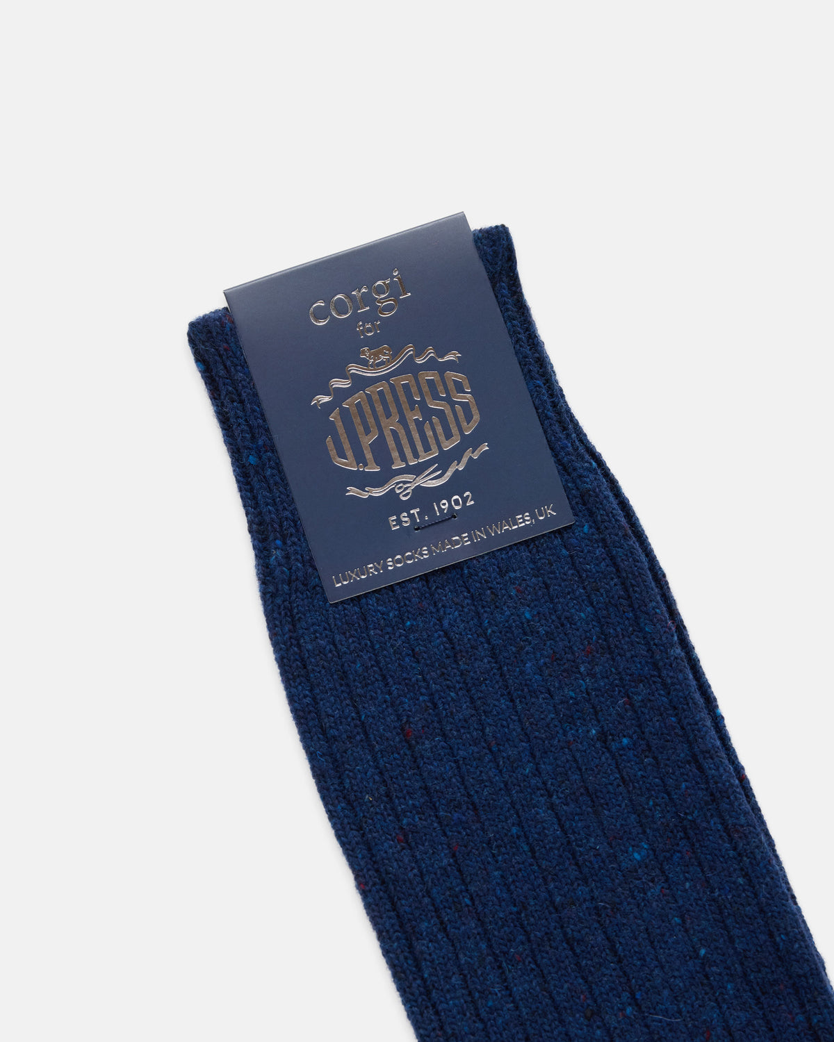 Made-in-UK Navy Donegal Wool Socks