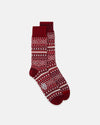 Made-in-UK Red Fair Isle Wool/Cotton Socks