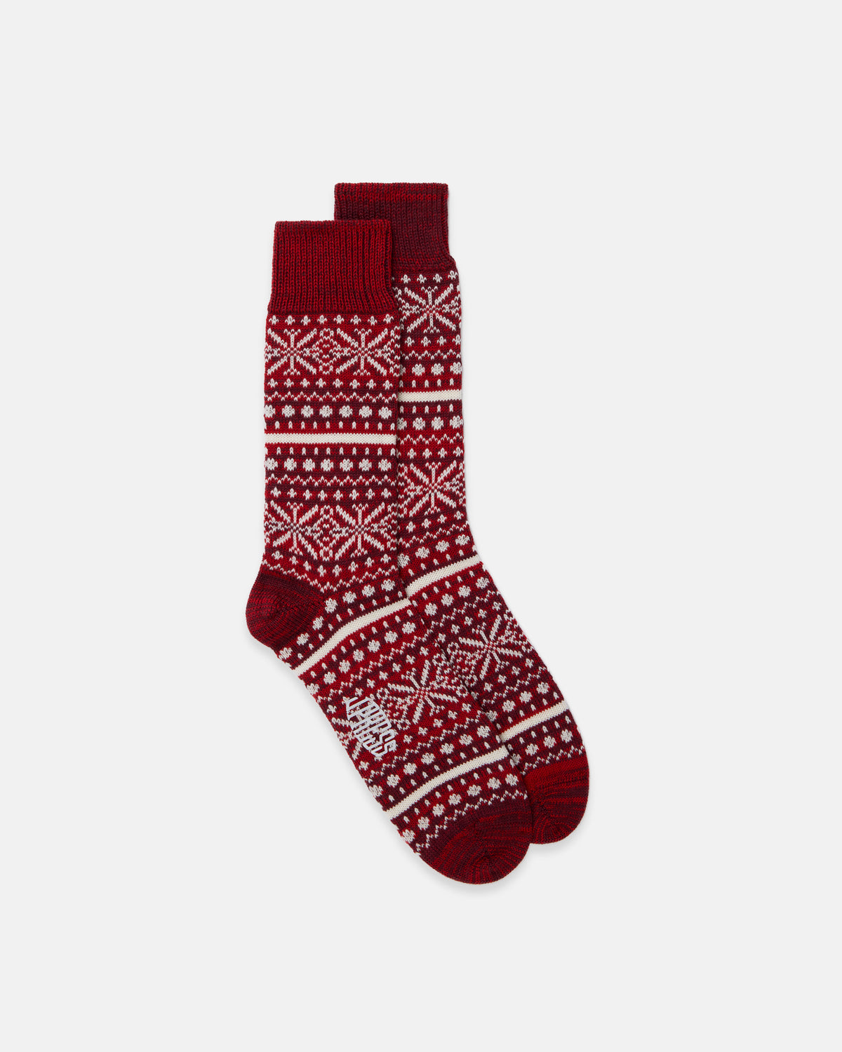 Made-in-UK Red Fair Isle Wool/Cotton Socks