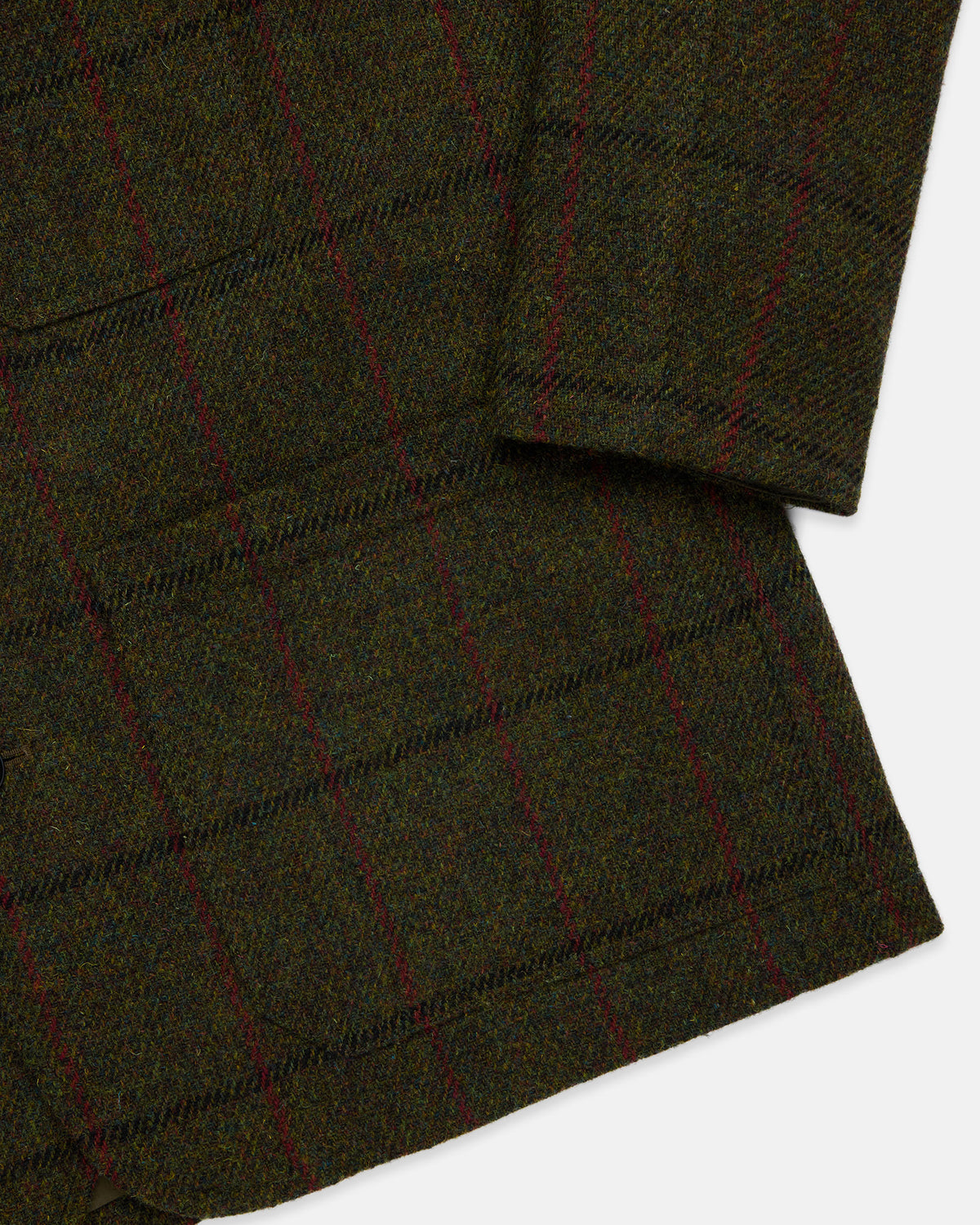 Made-in-England Olive Windowpane Harris Tweed Chore Jacket
