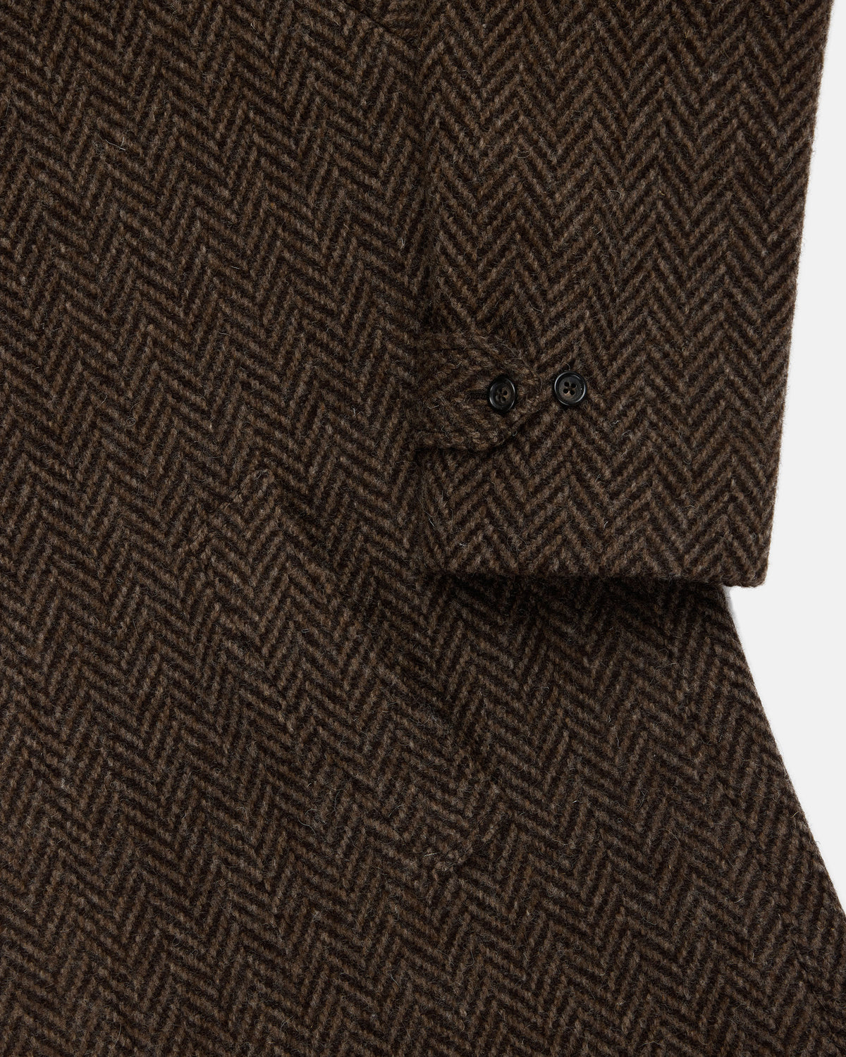 Made-in-USA Brown Herringbone Tweed Balmacaan