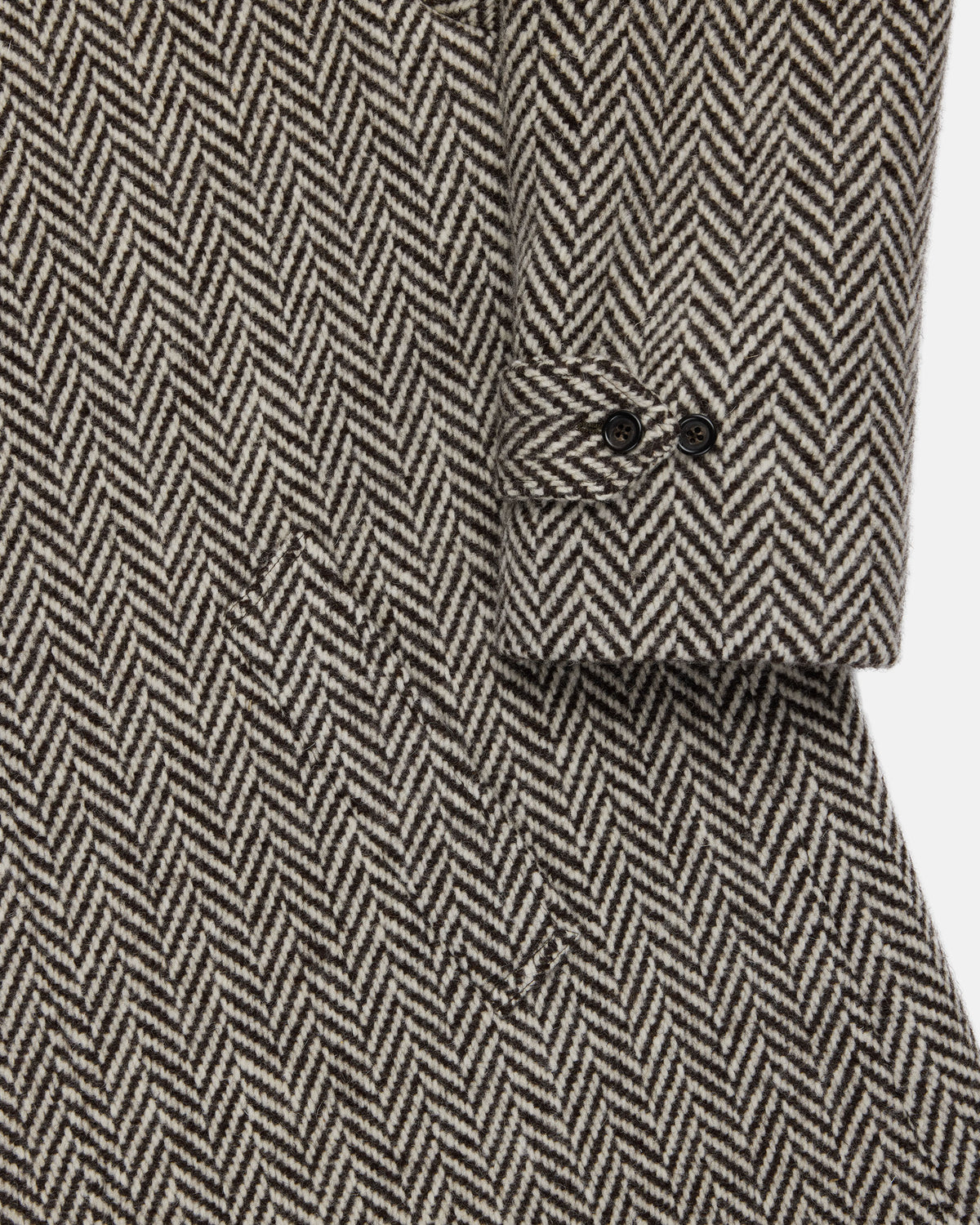 Made-in-USA Black & White Herringbone Tweed Balmacaan