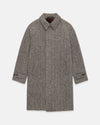 Made-in-USA Black & White Herringbone Tweed Balmacaan