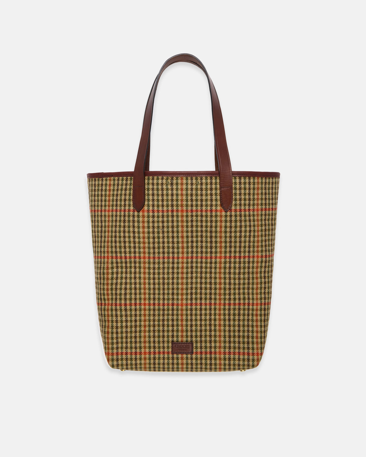 Made-in-England Olive Check Tweed Tote Bag