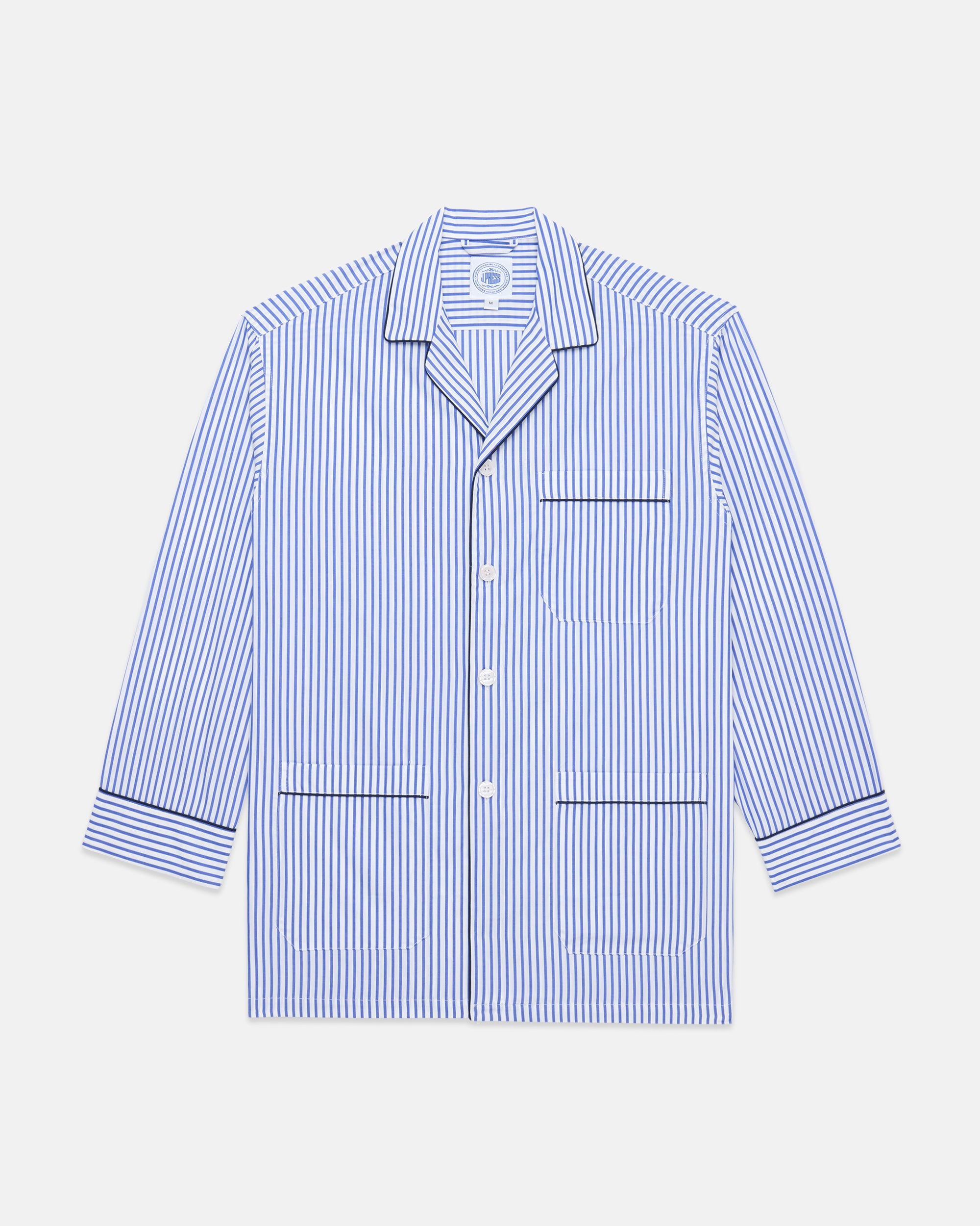 Made-in-Canada Blue Butcher Stripe Cotton Broadcloth Pajamas