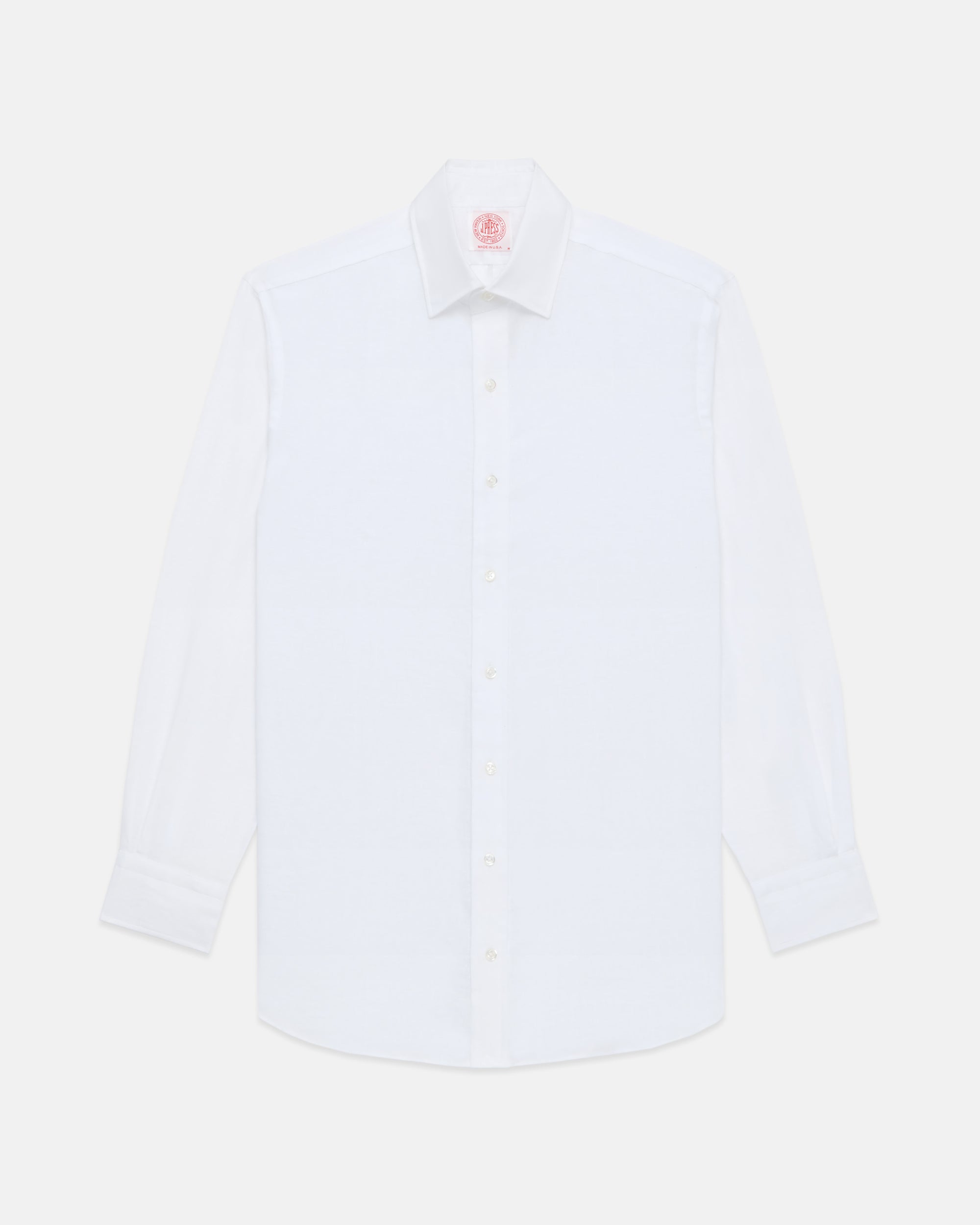 Made-in-USA Thomas Mason White Spread Collar Linen Shirt - Classic