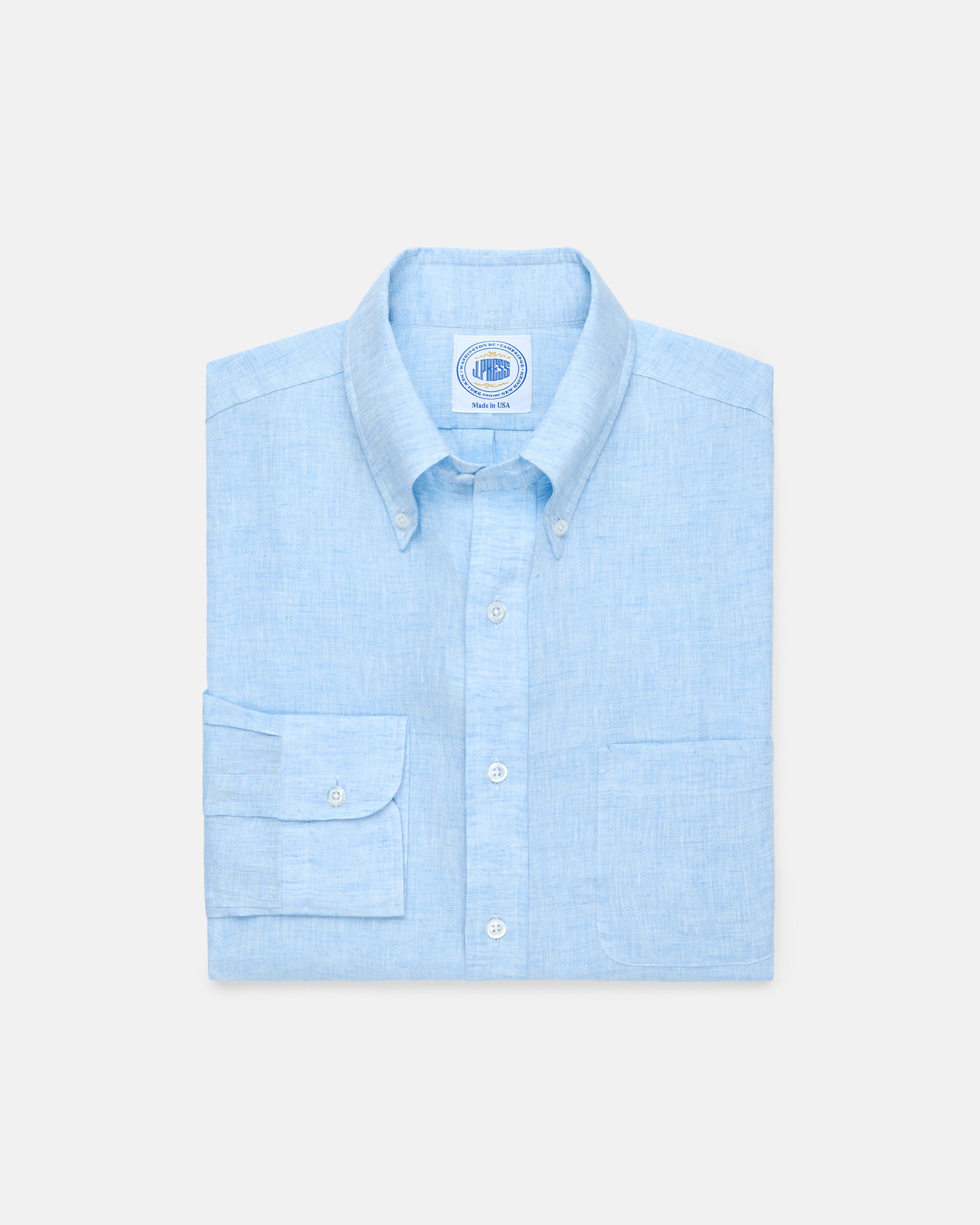 Made-in-USA Thomas Mason Light Blue Linen Shirt | J. PRESS