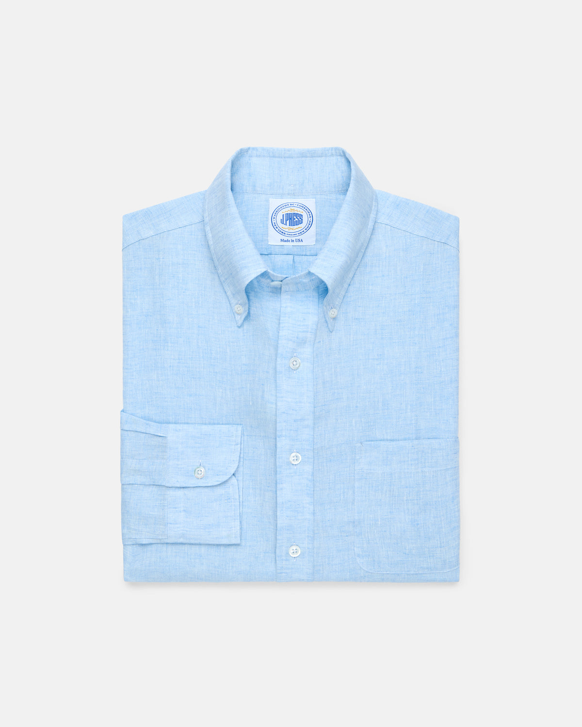 Made-in-USA Thomas Mason Light Blue Linen Shirt | J. PRESS