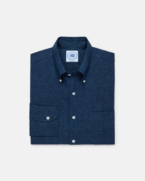 Made-in-USA Thomas Mason Navy Linen Shirt | J. PRESS