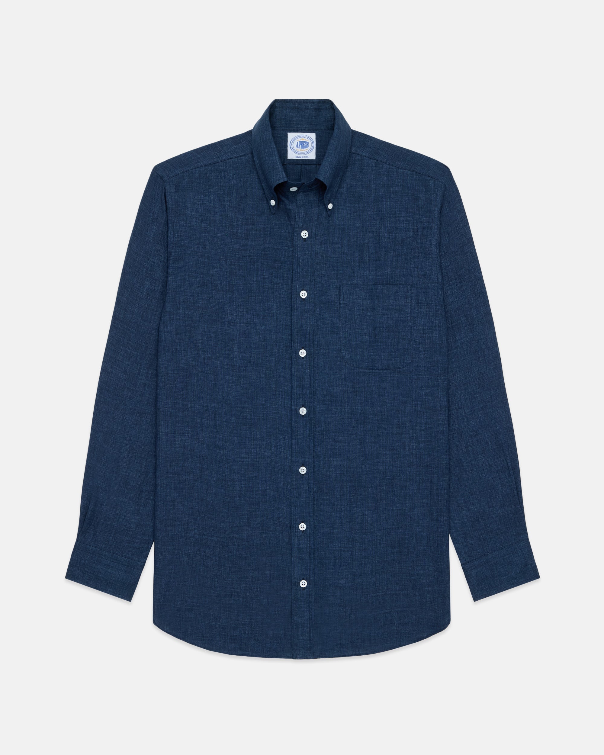 Made-in-USA Thomas Mason Navy Linen Shirt | J. PRESS