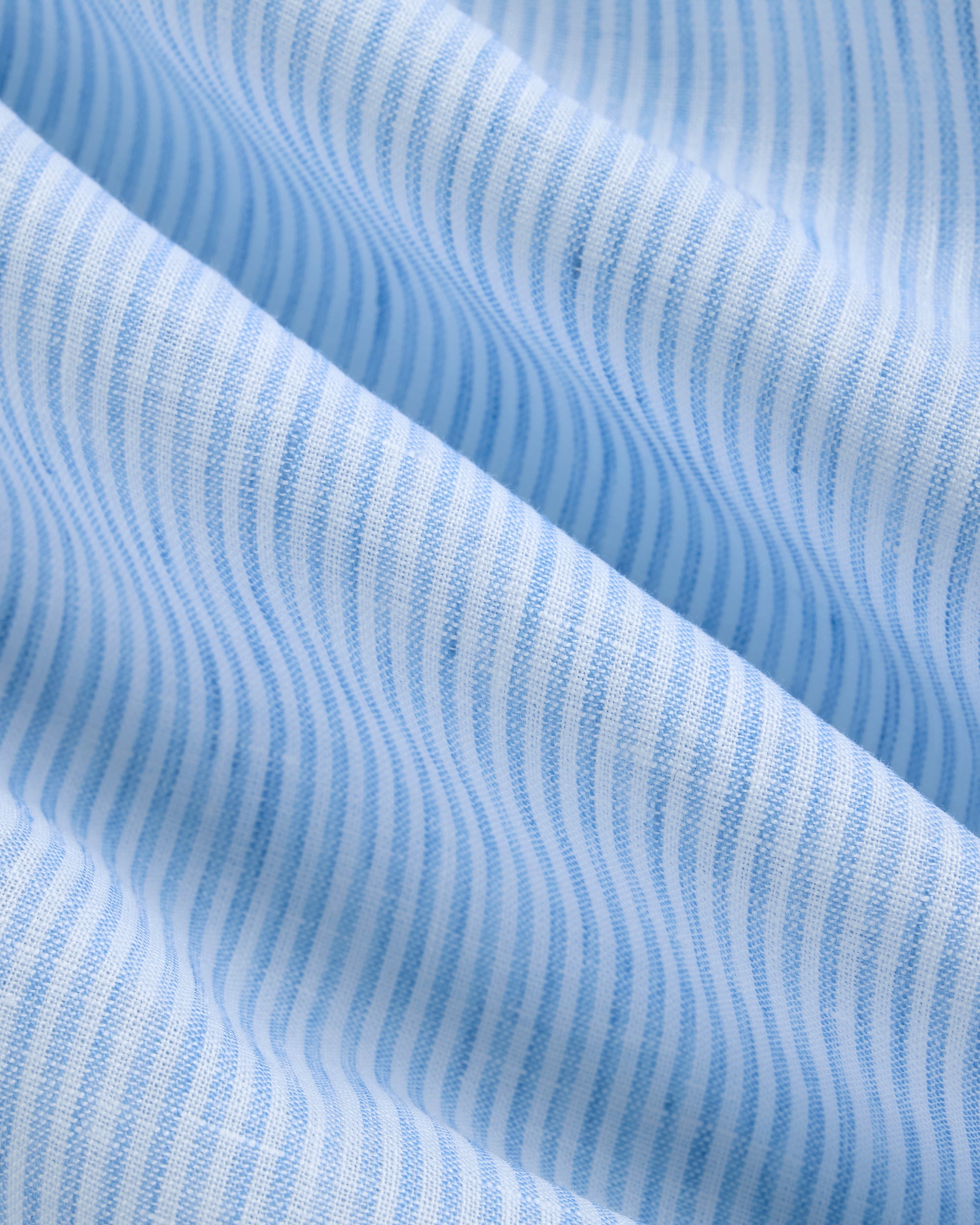 Made-in-USA Thomas Mason Light Blue Candy Stripe Linen Shirt | J