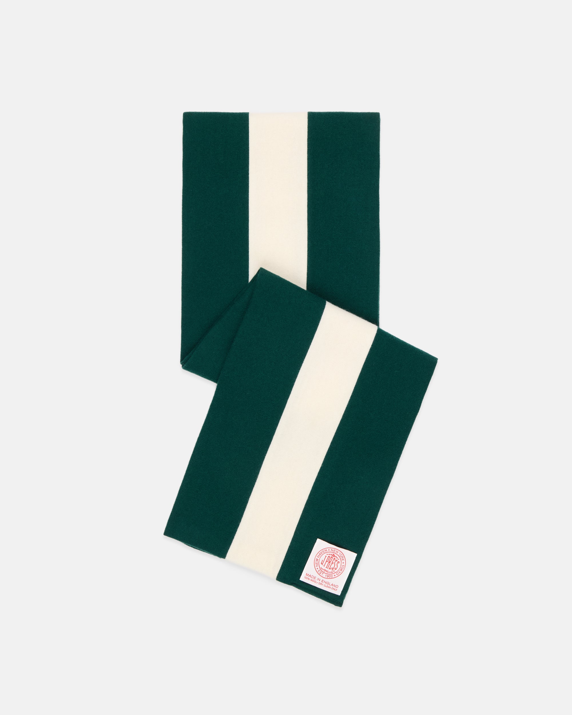 Made-in-England Green & White Wool Schoolboy Muffler