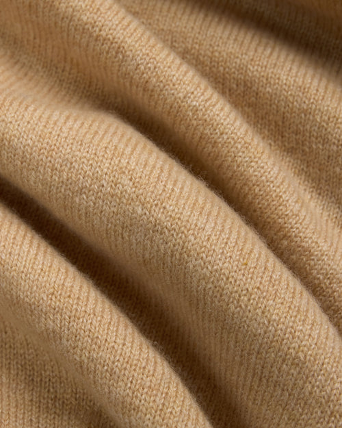 Cashmere Tan Color Made-in-Italy Tan Cashmere Long Sleeve Polo