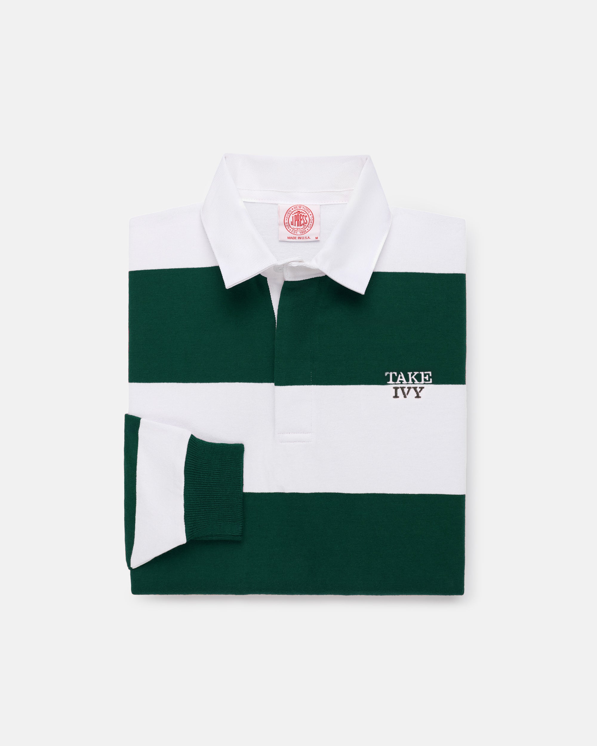 Made-in-USA Take Ivy Green Guard Stripe Cotton Rugby
