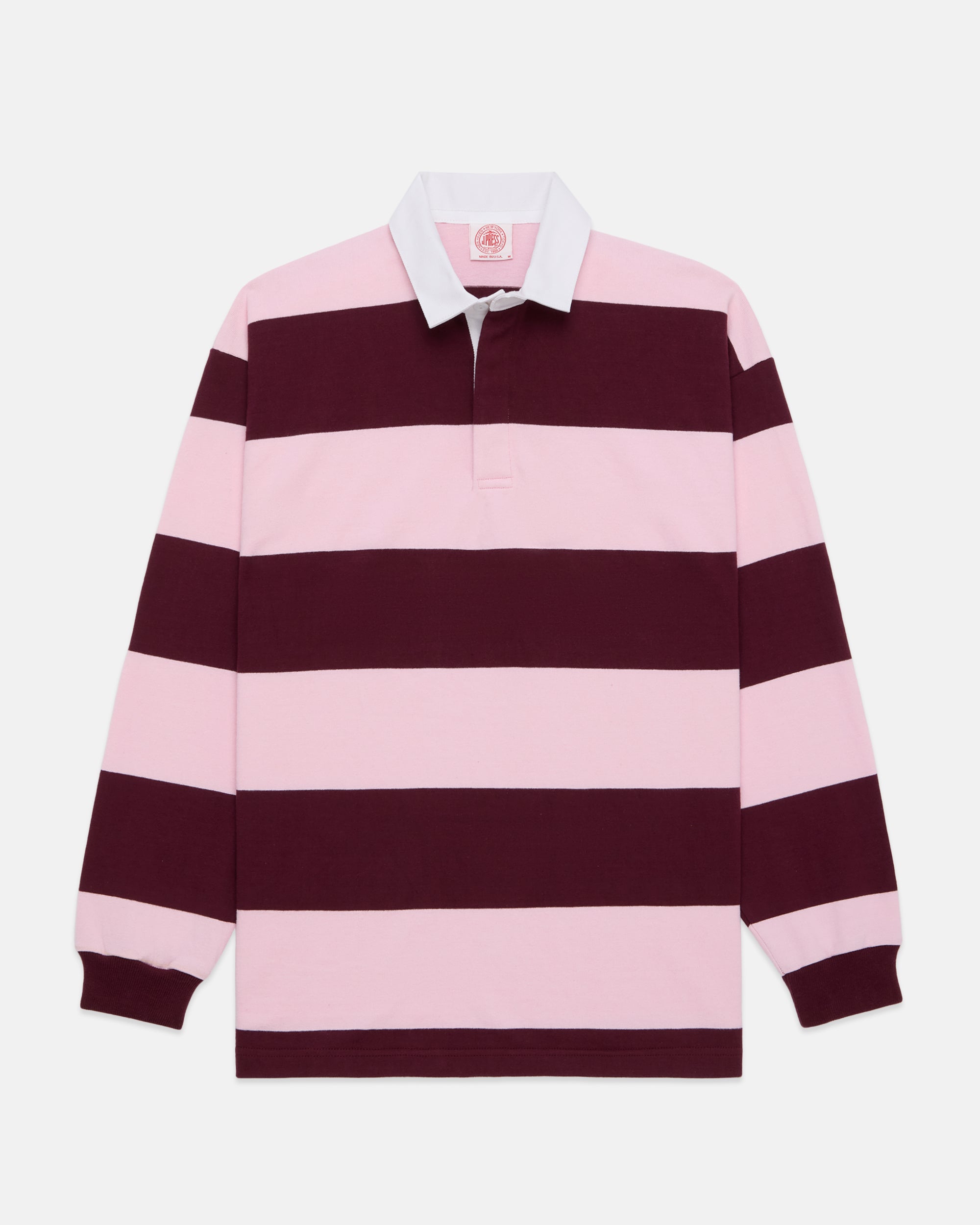 Made-in-USA Pink Guard Stripe Cotton Rugby