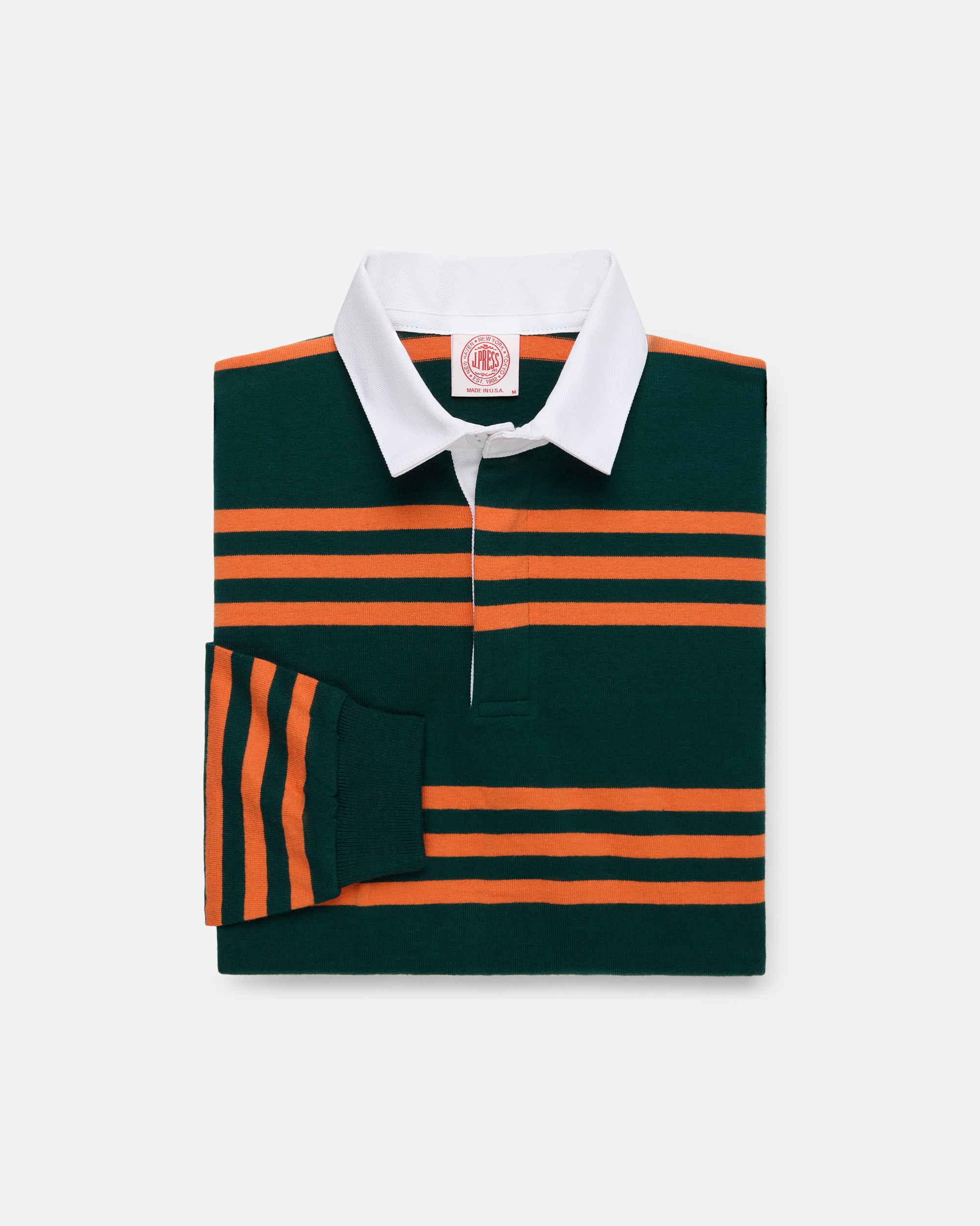 Made-in-USA Green Triple Stripe Cotton Rugby