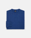 Indigo Cotton-Cashmere Cable Crewneck Sweater