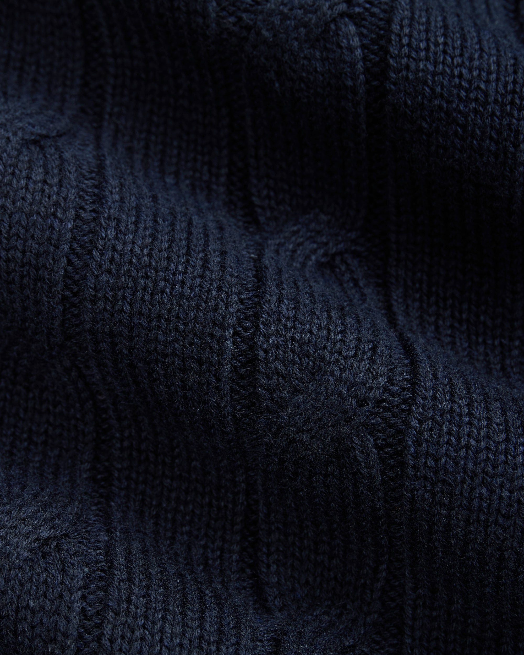 Navy Cotton-Cashmere Cable Crewneck Sweater