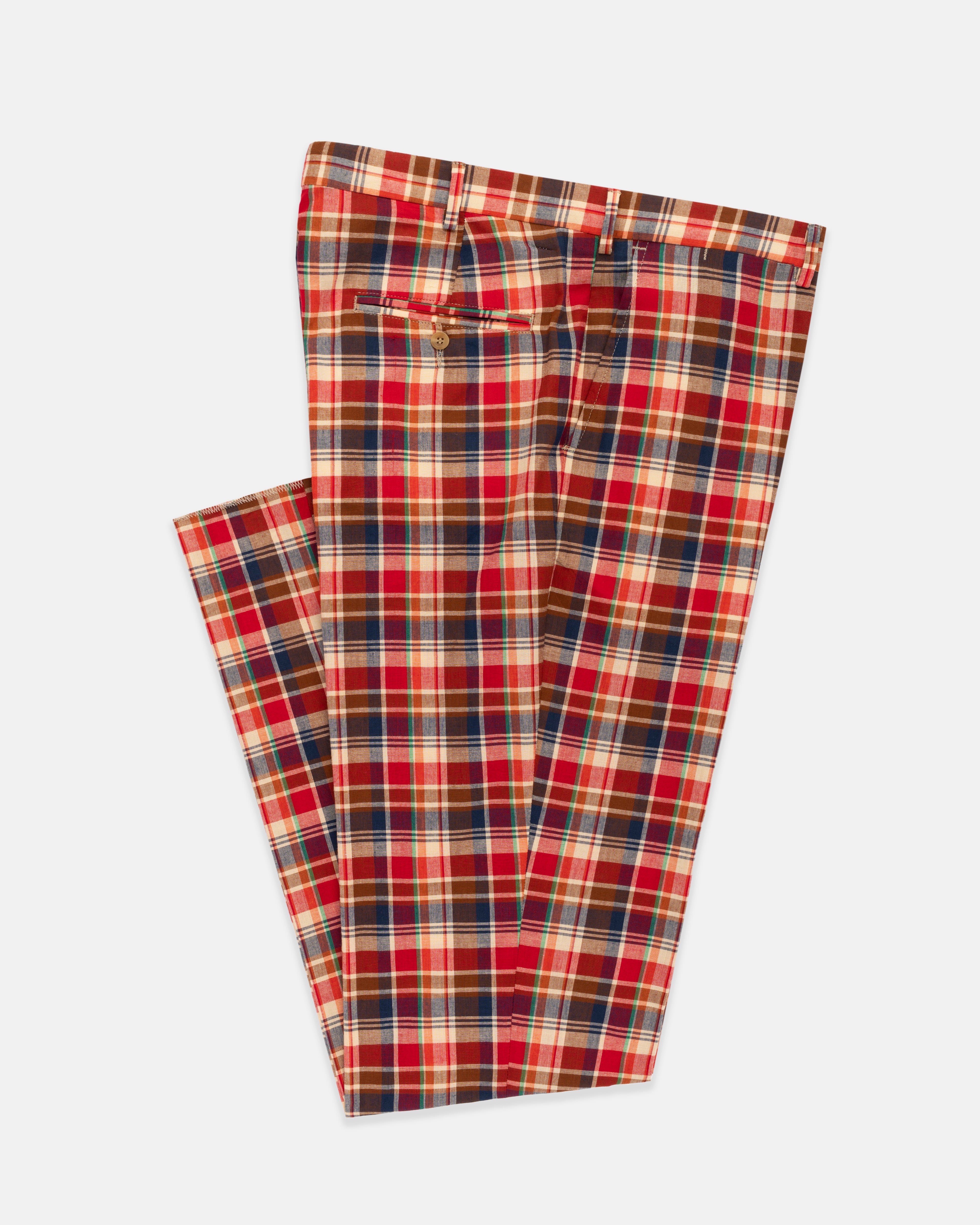 Made-in-USA Brown & Red Authentic Madras Trouser