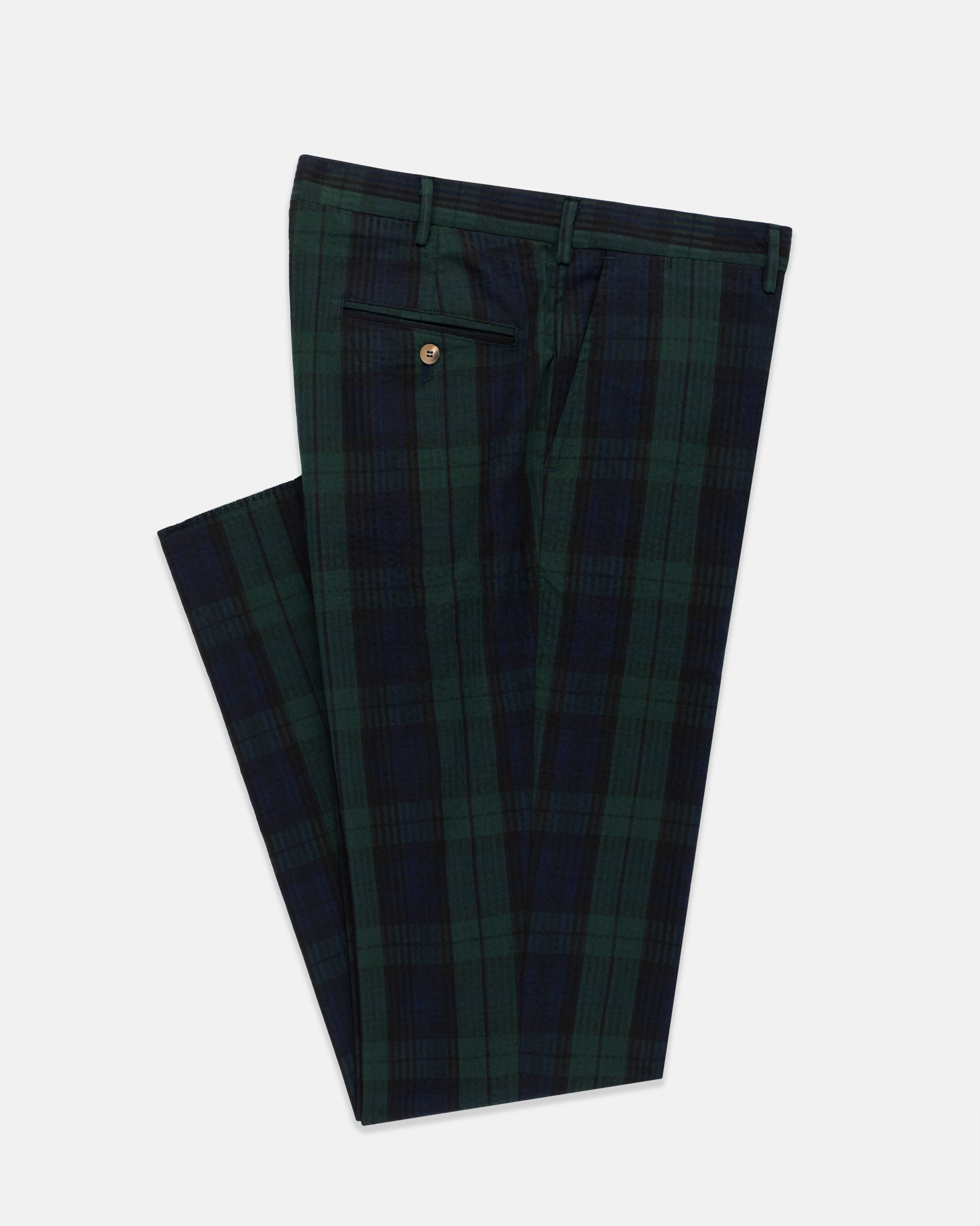 Made-in-USA Blackwatch Tartan Seersucker Trouser