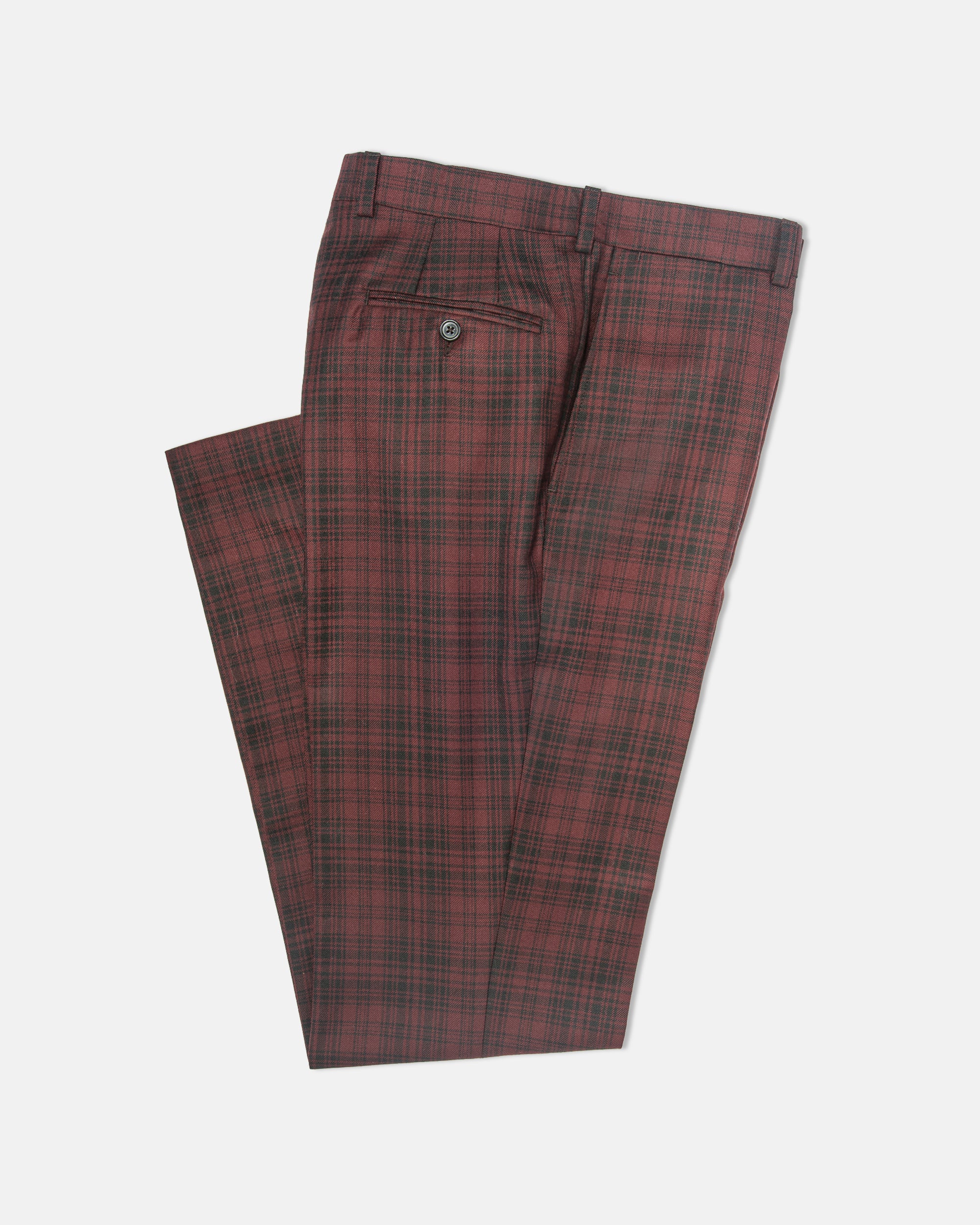 Made-in-Canada Red & Black Tartan Wool Trouser
