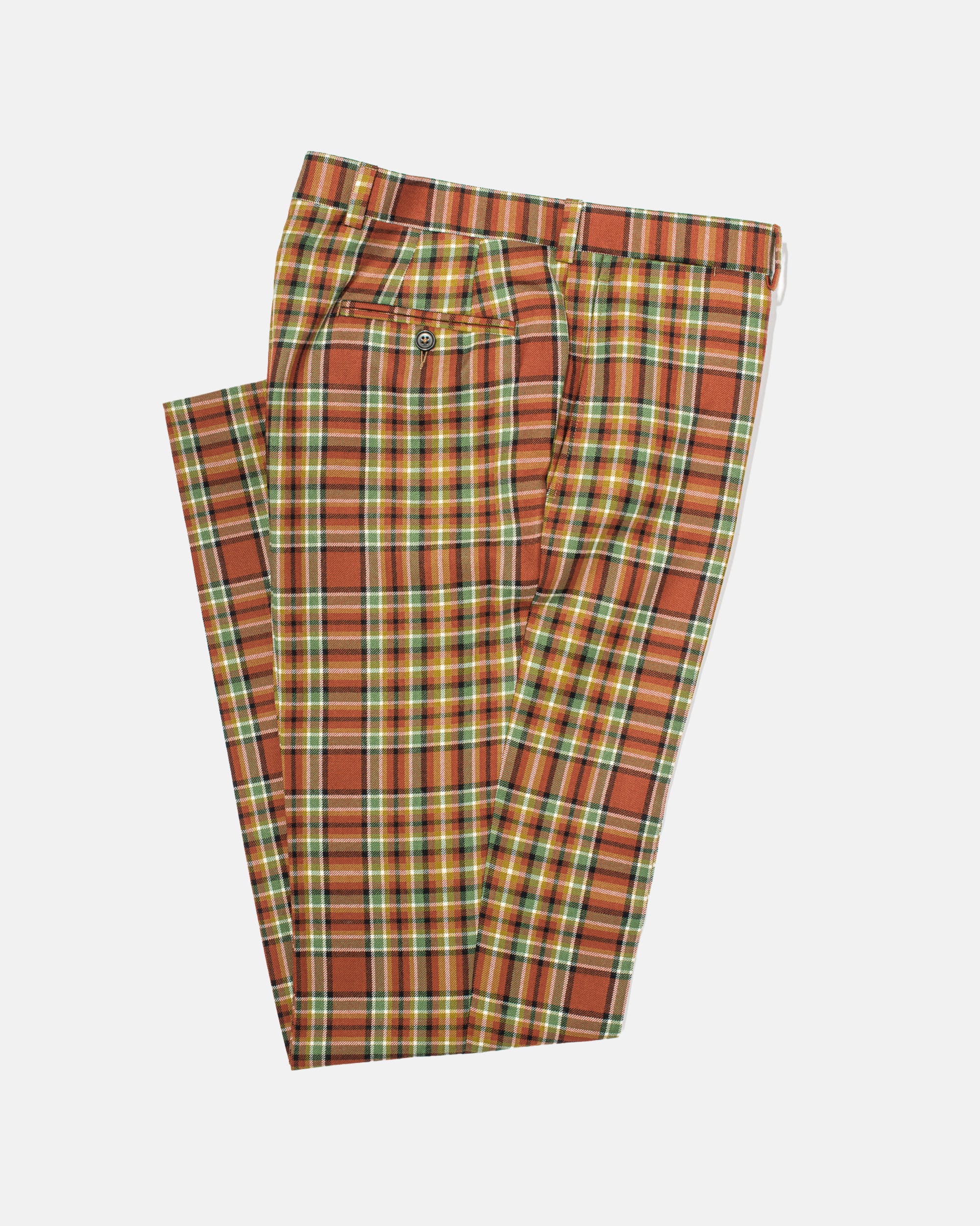 Made-in-Canada Orange, Green & Navy Tartan Wool Trouser | Men's