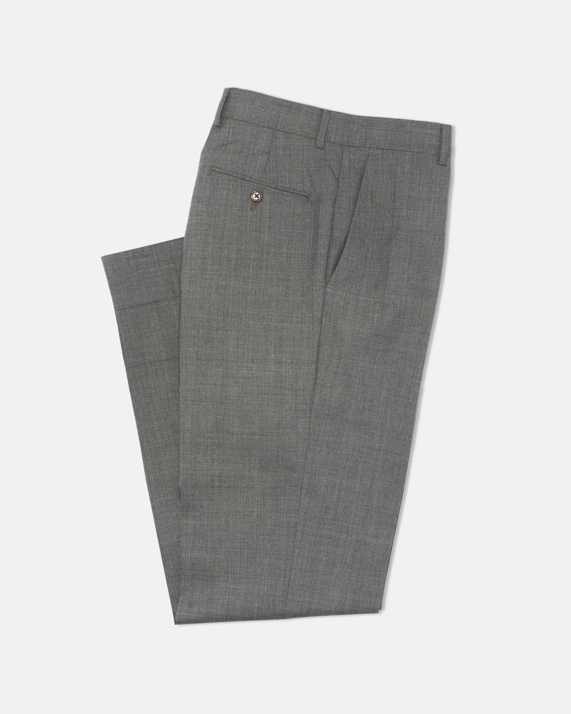 Grey Wool Tropical Trousers - Classic Fit | Men's Dress Clothes