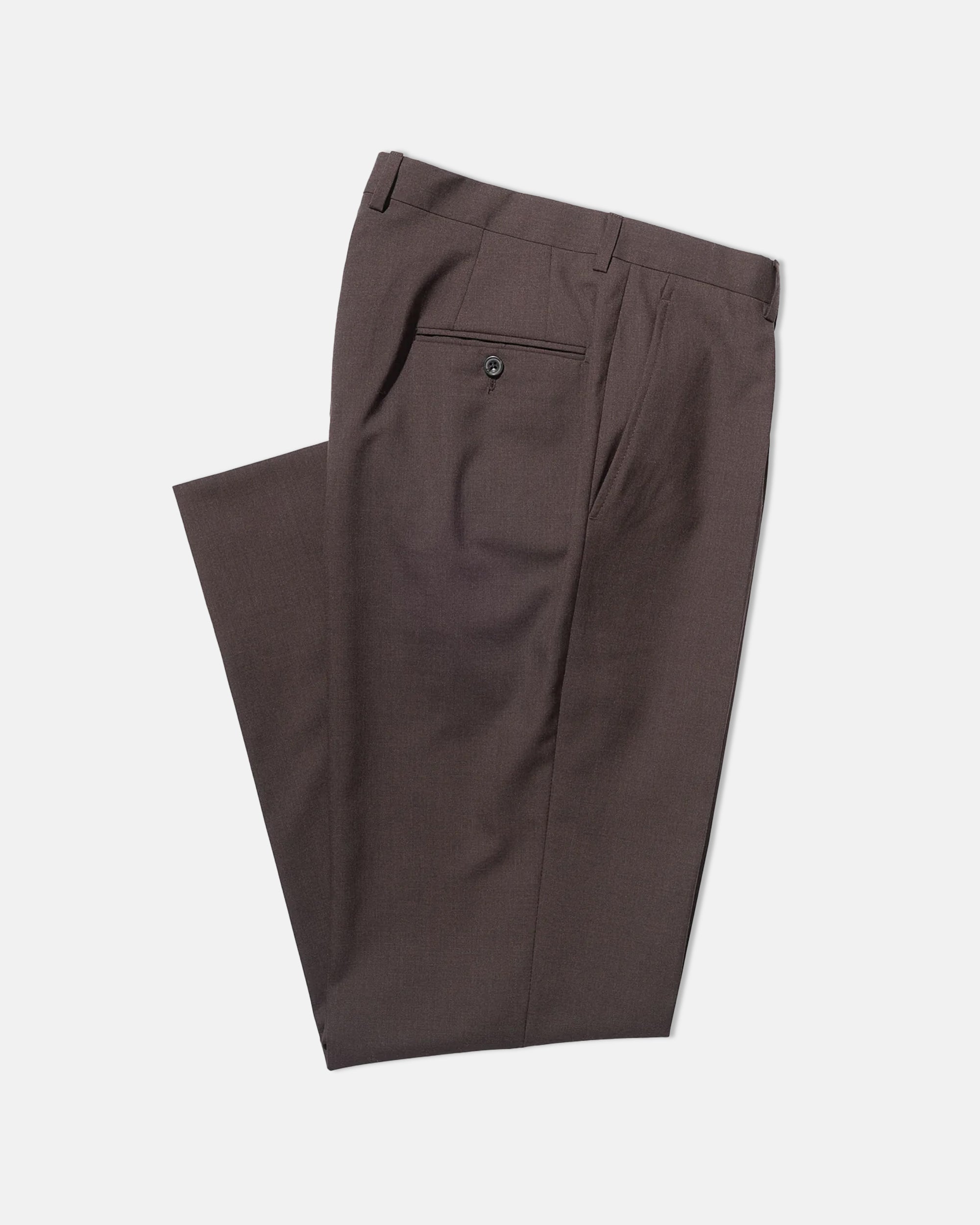 MAATEE&SONS H WOOL 無双TROUSER (BROWN) 1 Dark Brown Single Pleat Wool Trouser | Men's Dress Pants | J. Press