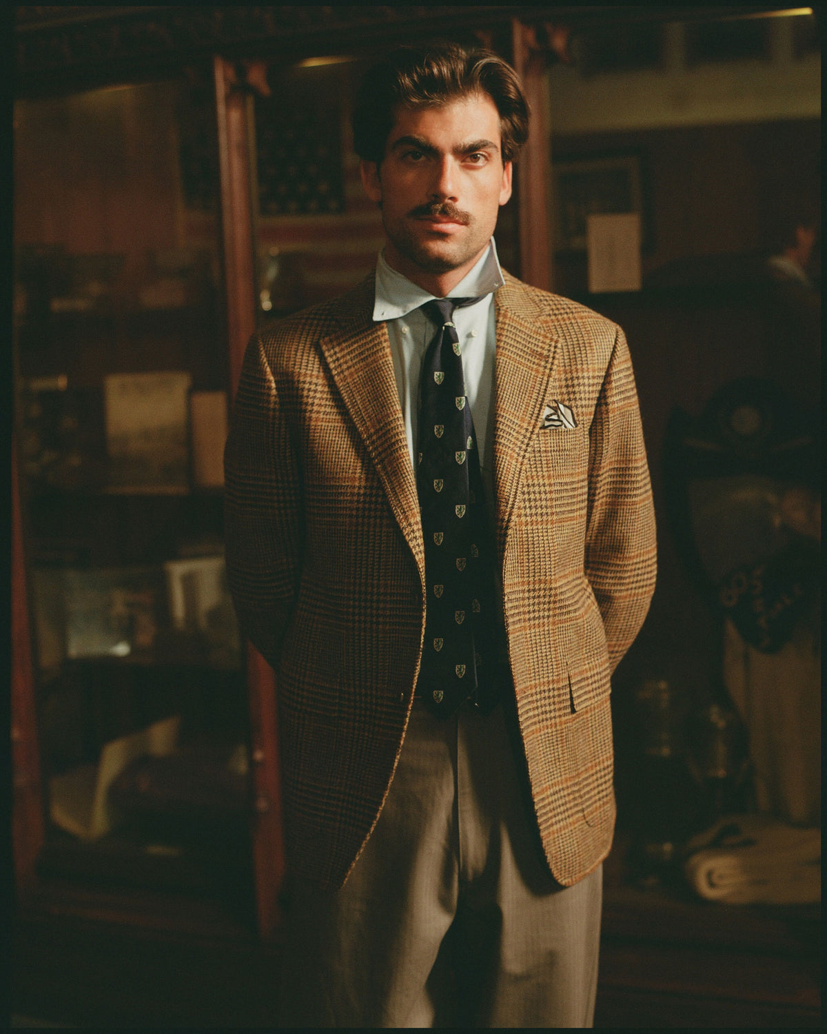 Made-in-USA Brown Prince of Wales Cheviot Tweed Sport Coat