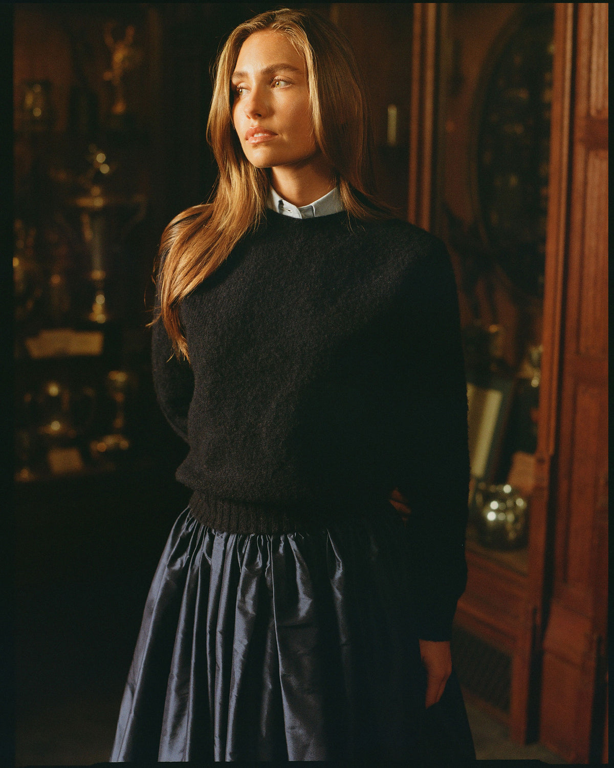 Made-in-Scotland Women's Navy Shaggy Dog Sweater