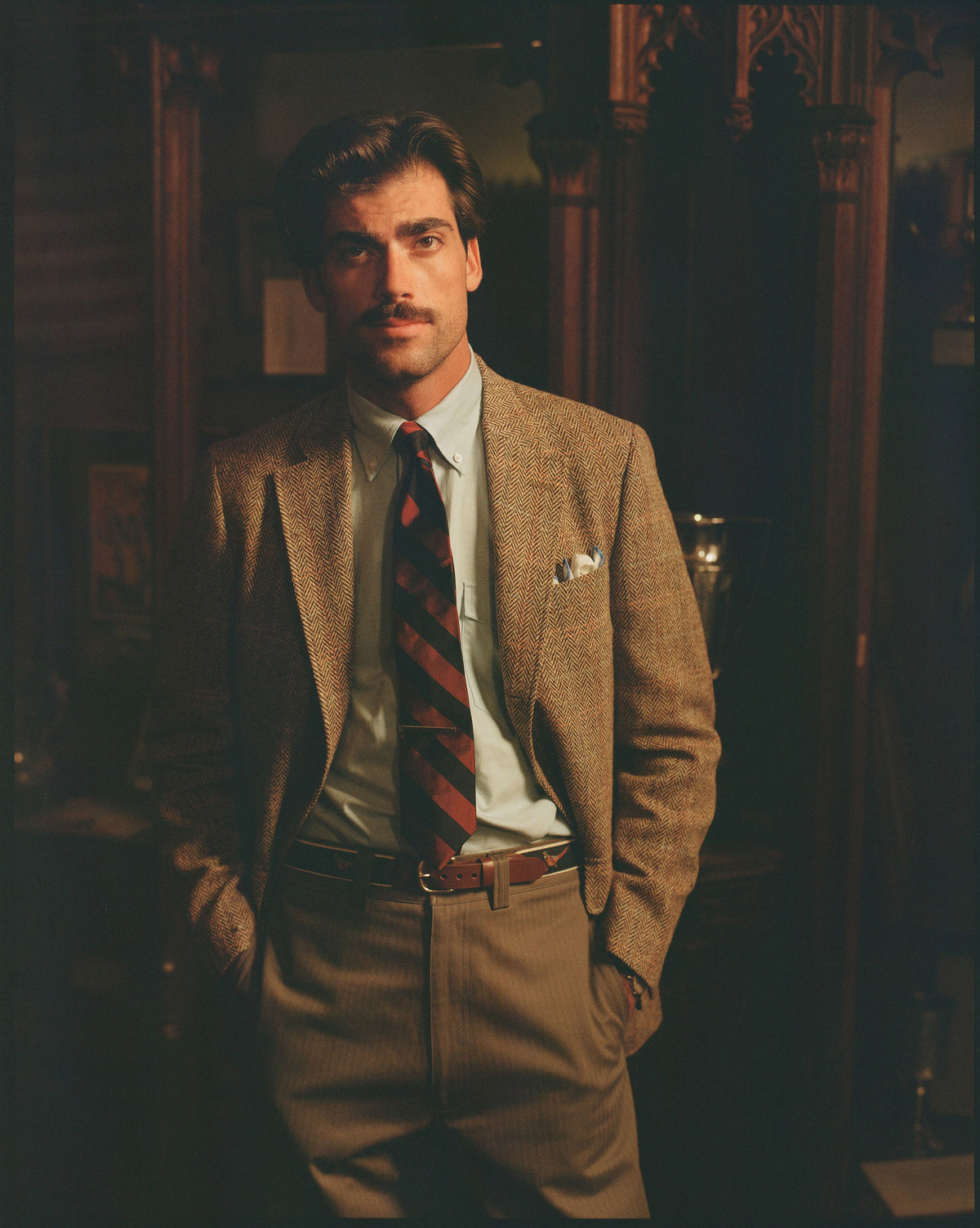 Made-in-Canada Tan Herringbone Overcheck Harris Tweed Sport Coat