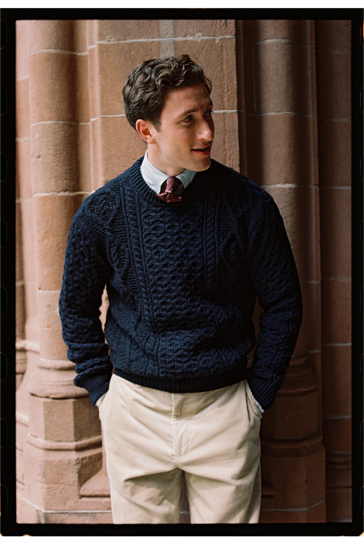Made-in-Ireland Navy Aran Fisherman's Sweater