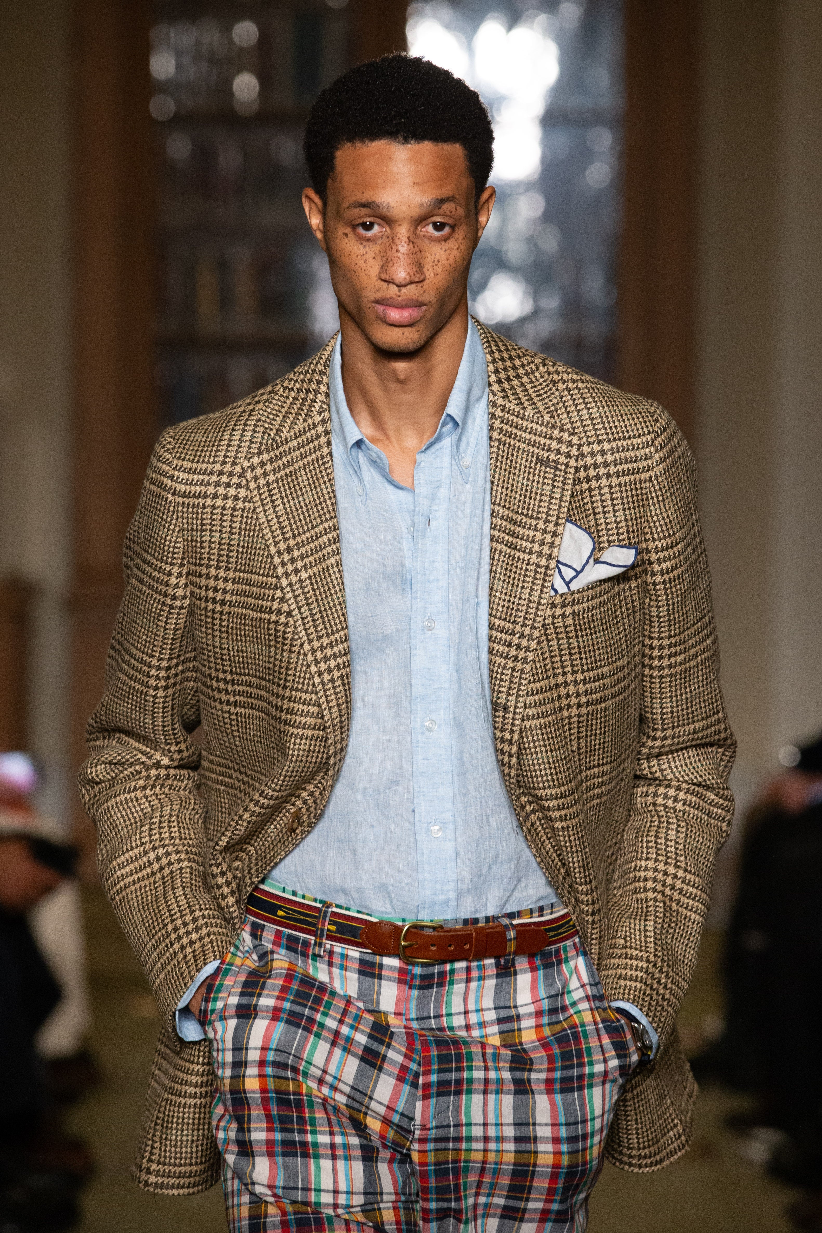 Made-in-USA Brown Prince of Wales Linen-Silk Sport Coat