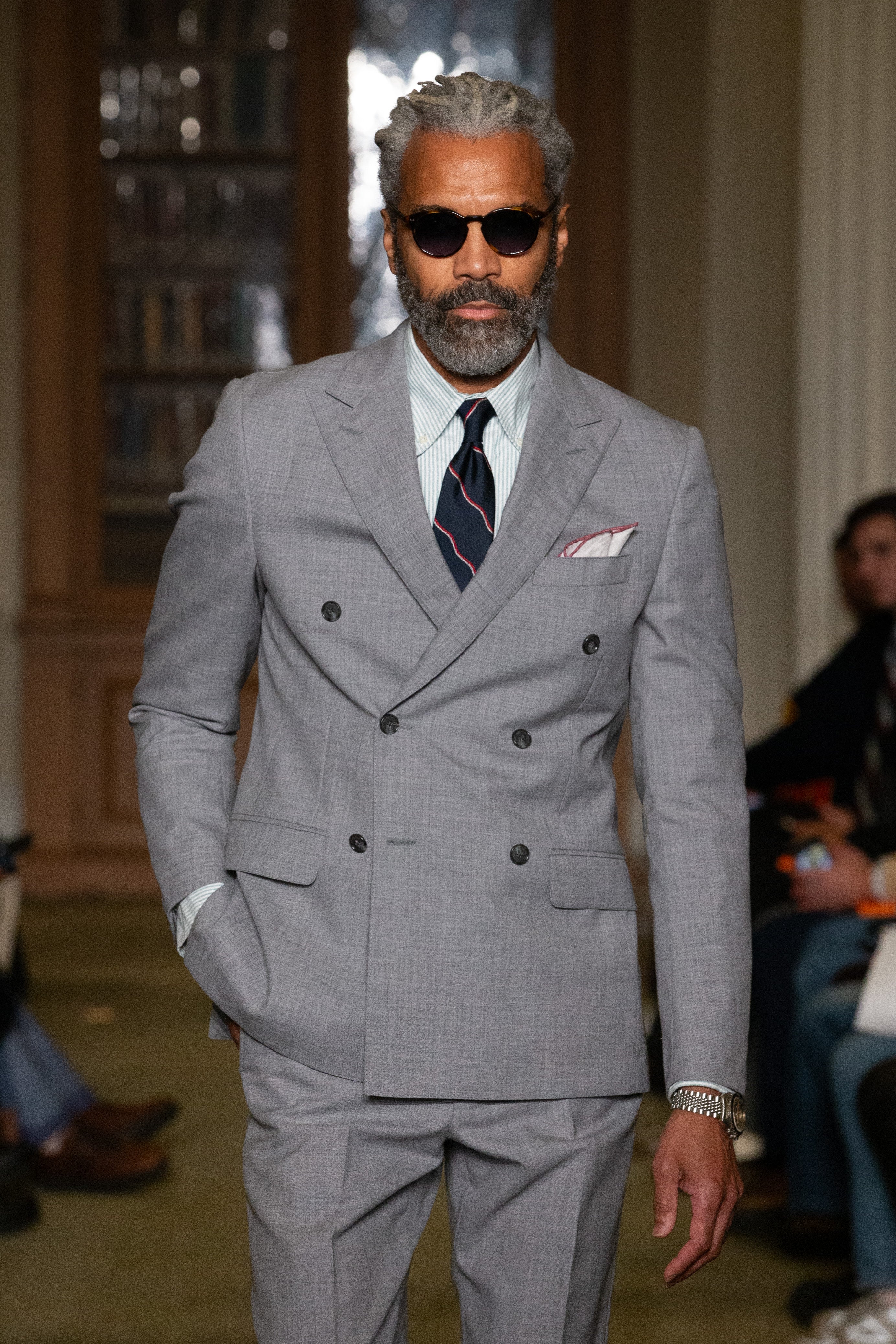 Made-in-USA Fox Brothers Light Grey Double-Breasted Suit