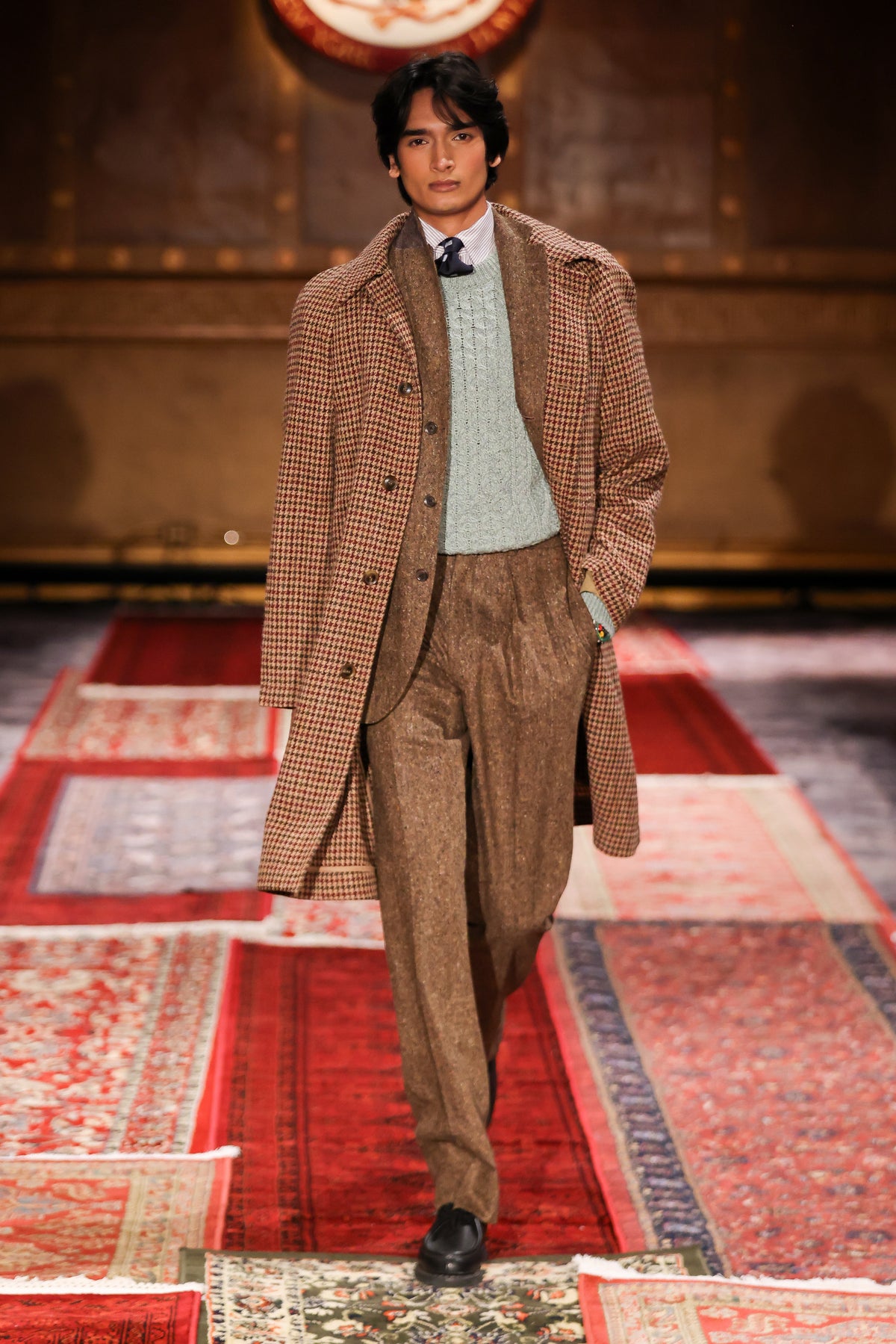 Made-in-Canada Brown Pleated Donegal Tweed Trousers