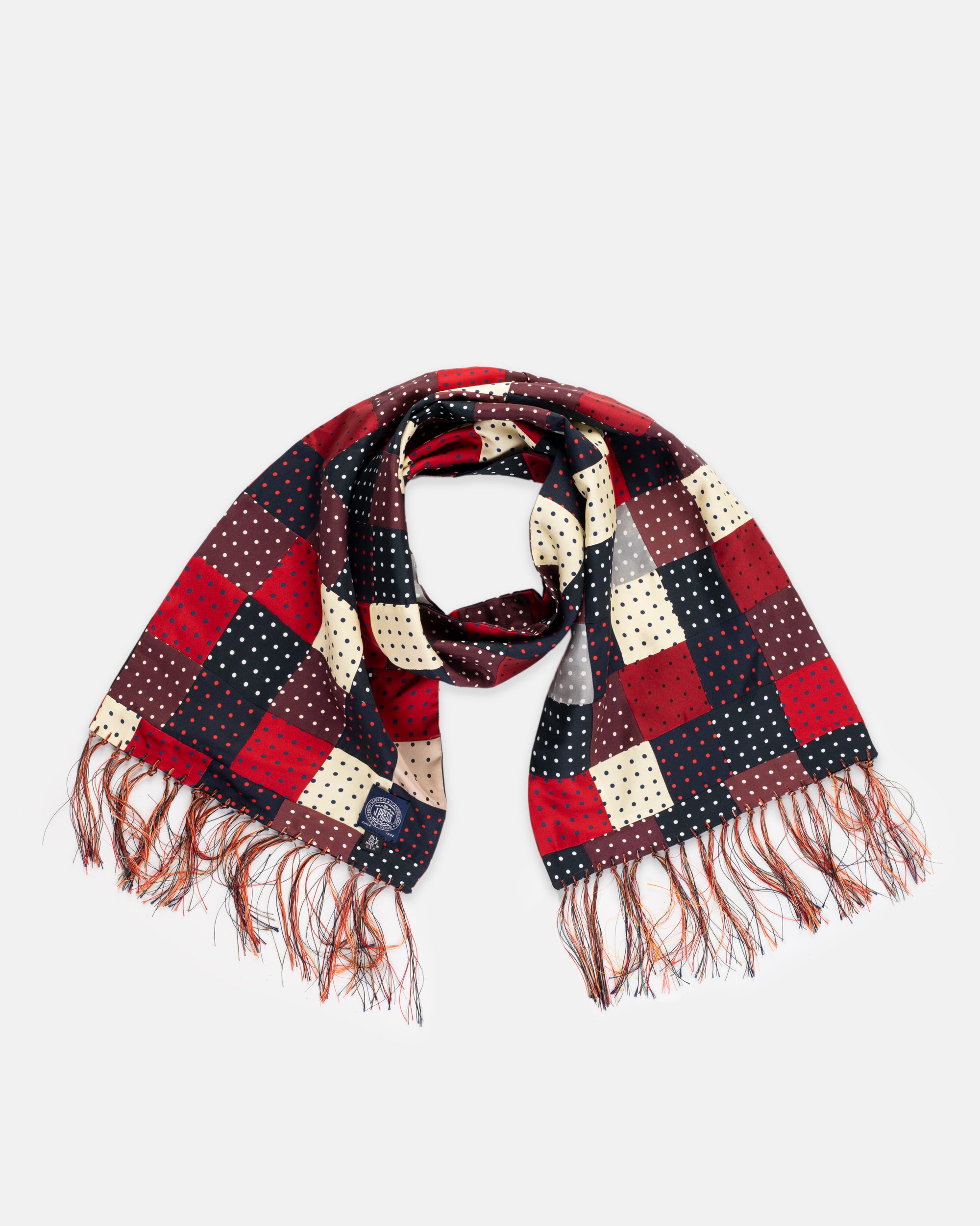 Made-in-USA Patchwork Polka Dot Silk Scarf