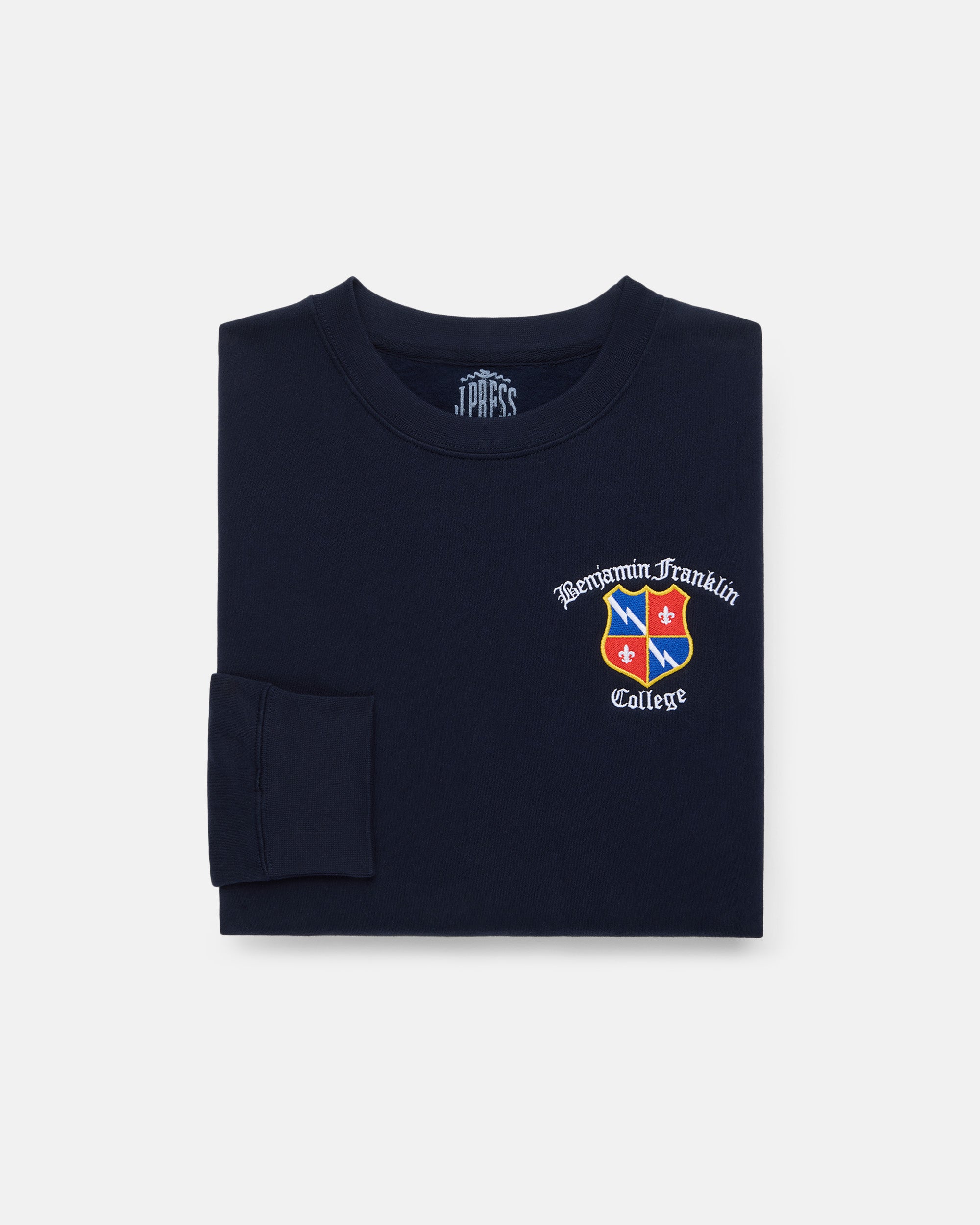 Navy Cotton Crewneck Sweatshirt Benjamin Franklin