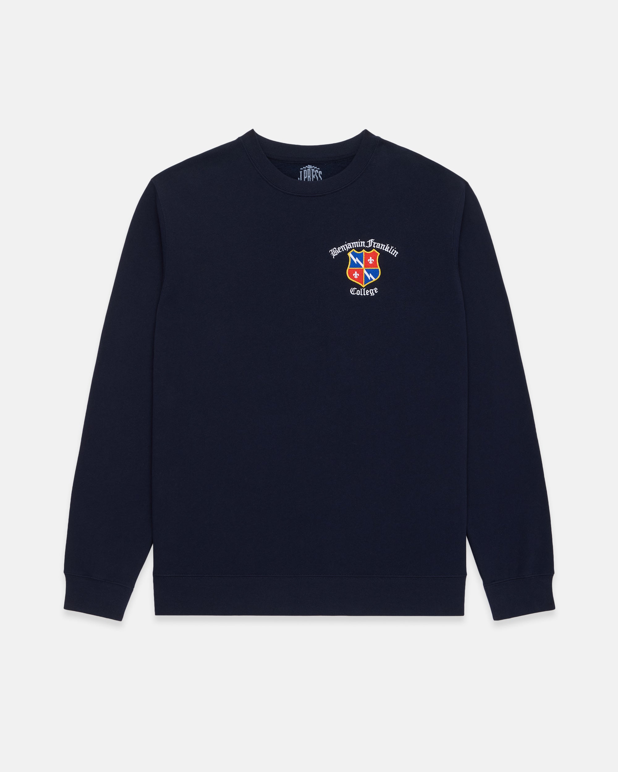 Navy Cotton Crewneck Sweatshirt Benjamin Franklin