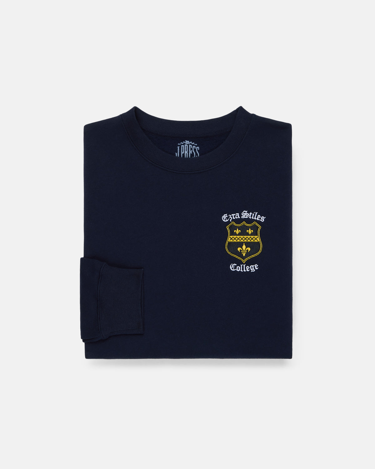 Navy Cotton Crewneck Sweatshirt Ezra Stiles