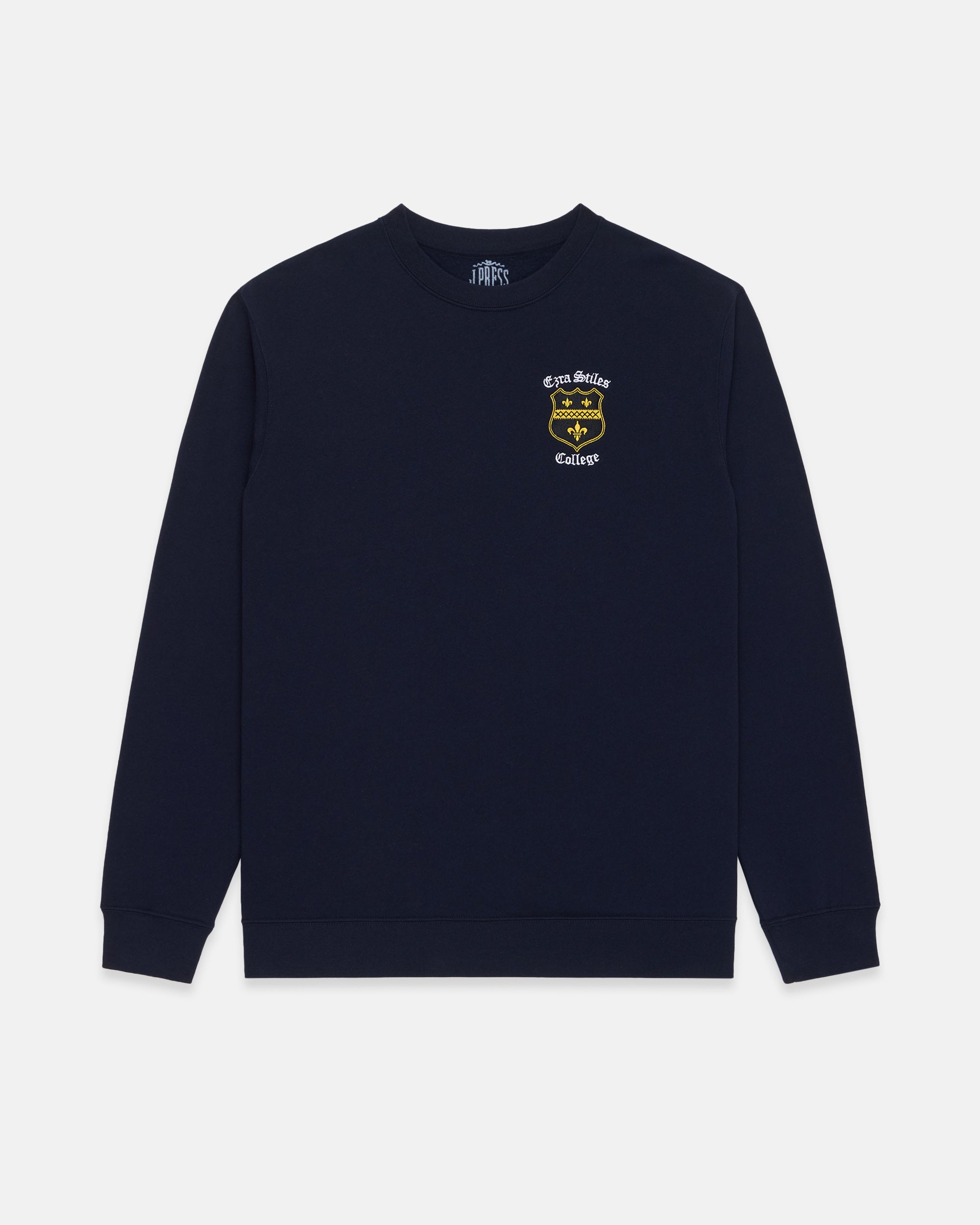 Navy Cotton Crewneck Sweatshirt Ezra Stiles