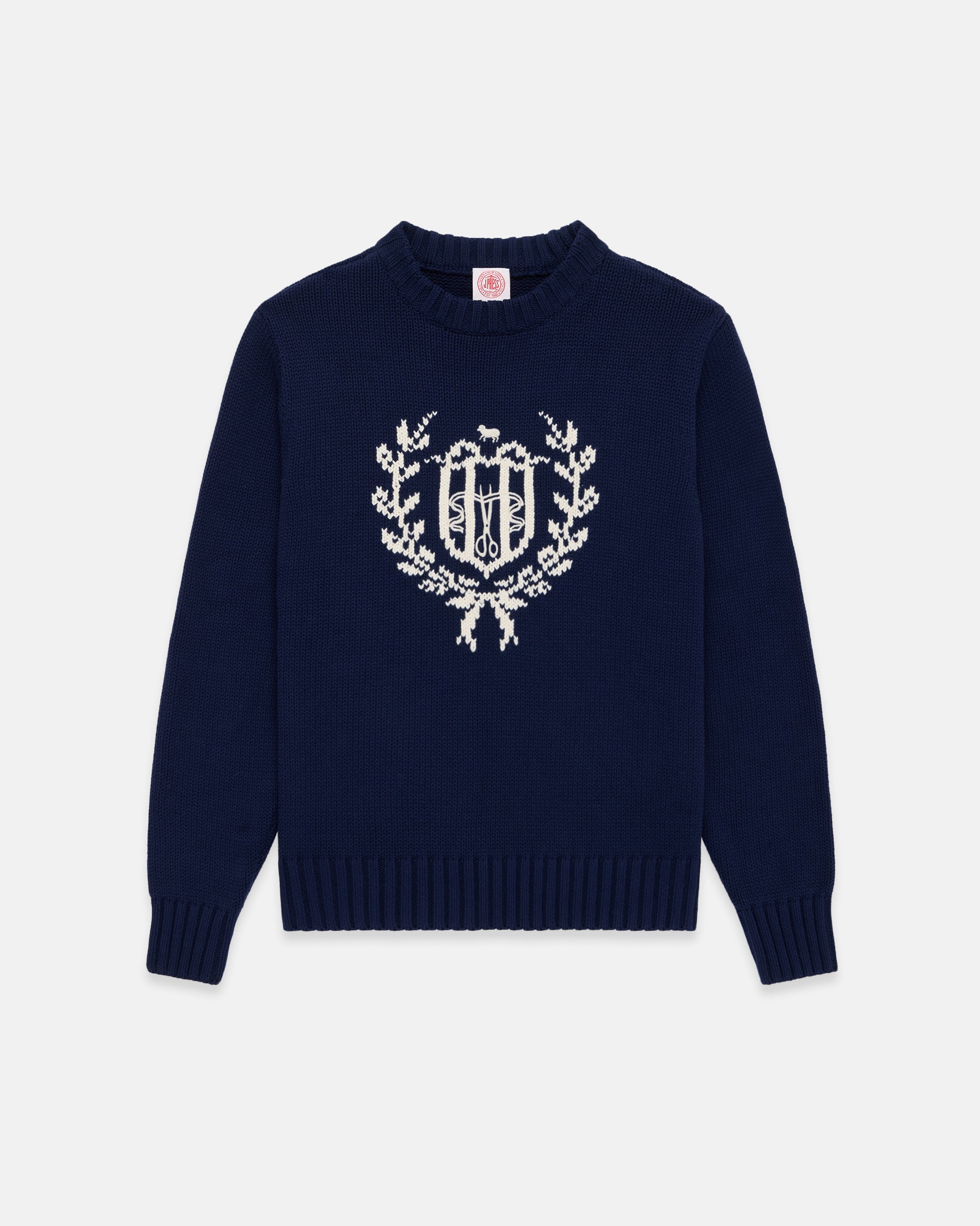 J. Press Crest Intarsia Knit Cotton Sweater