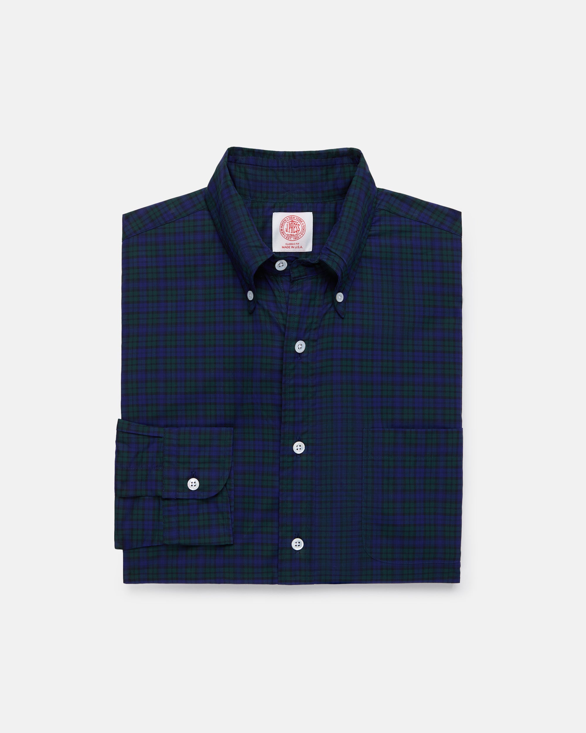 Made-in-USA Thomas Mason Black Watch Tartan Broadcloth Sport Shirt - Classic Fit